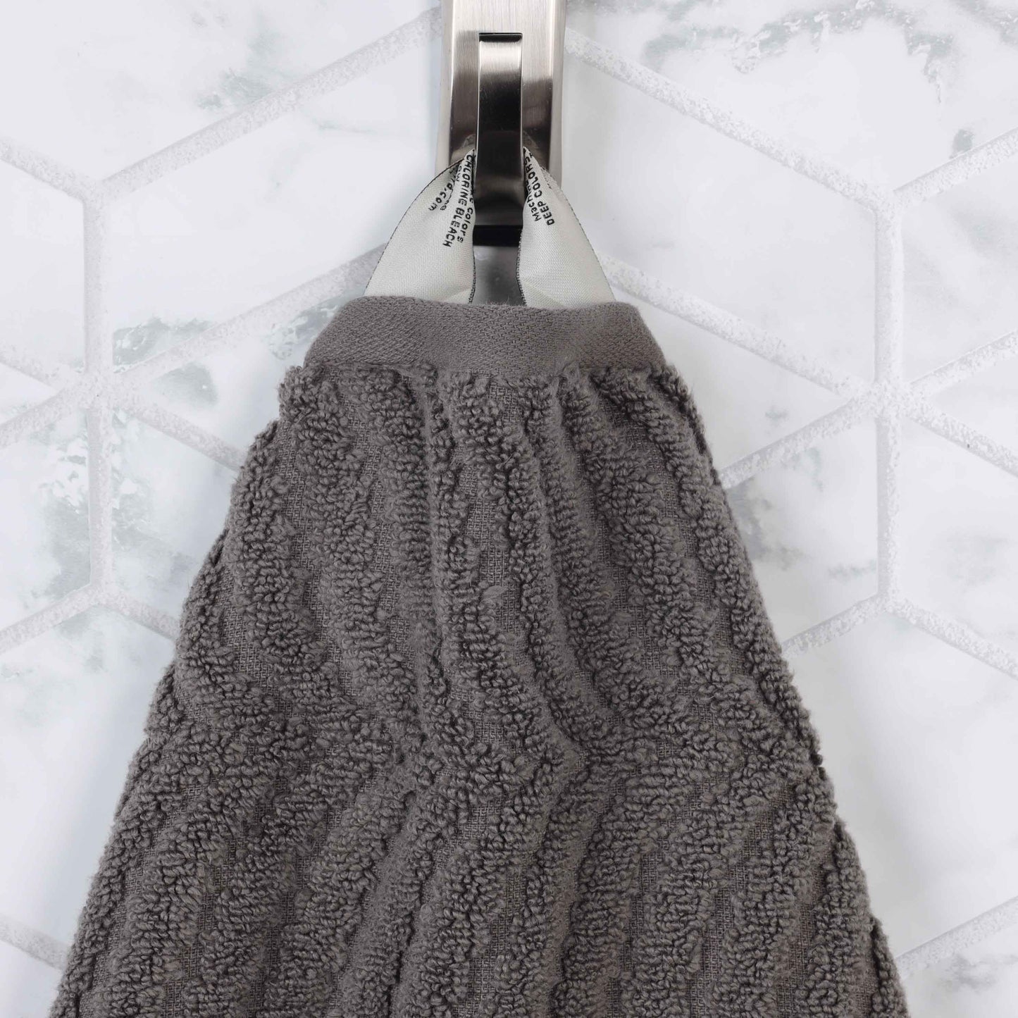 Chevron Zero Twist Solid and Jacquard Soft Cotton 6 Piece Towel Set - Charcoal