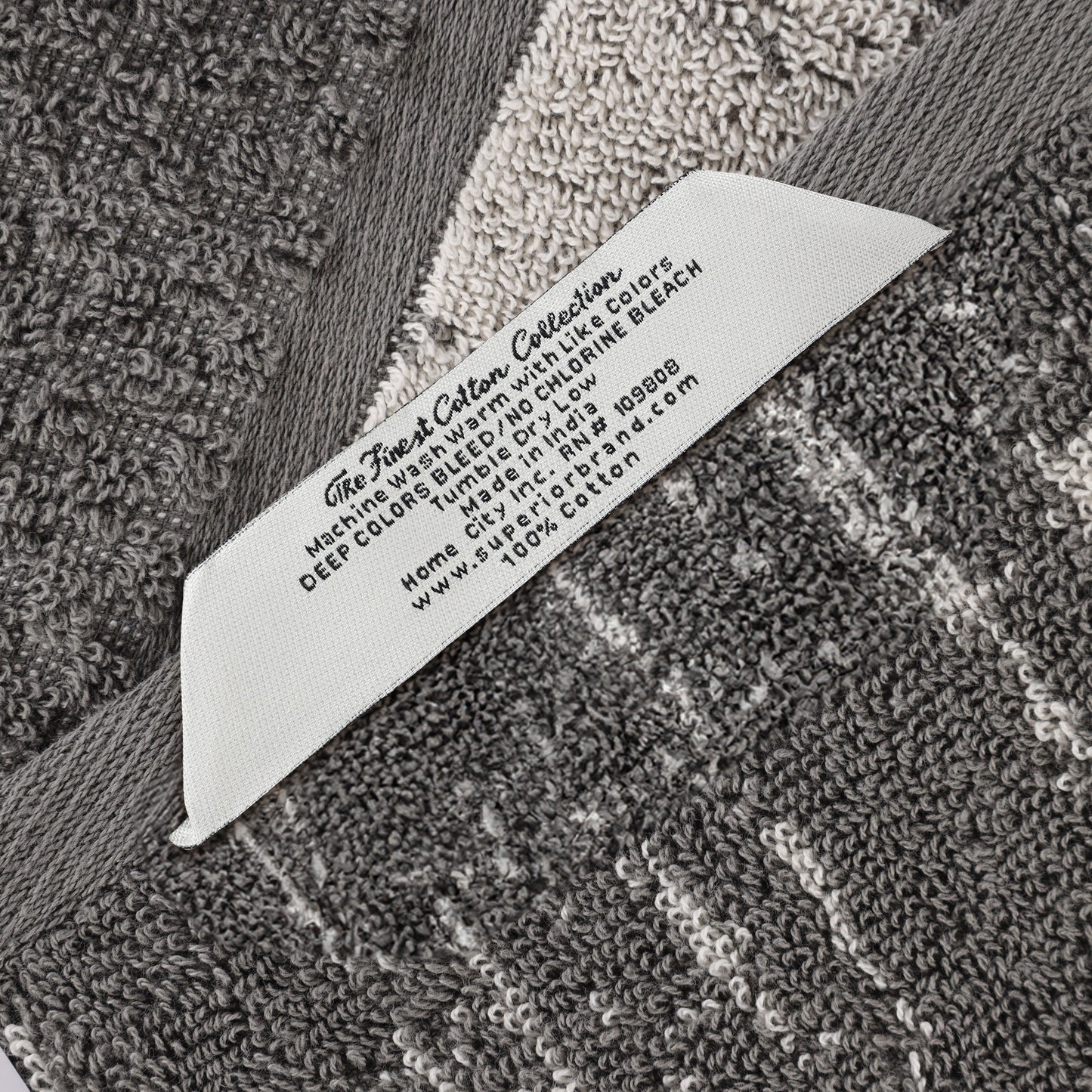 Lodie Cotton Jacquard Solid and Two-Toned Bath Sheet - Charcoal-Ivory