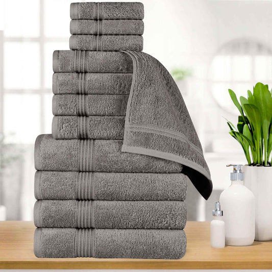 Heritage Egyptian Cotton Plush Absorbent Luxury 12 Piece Towel Set
