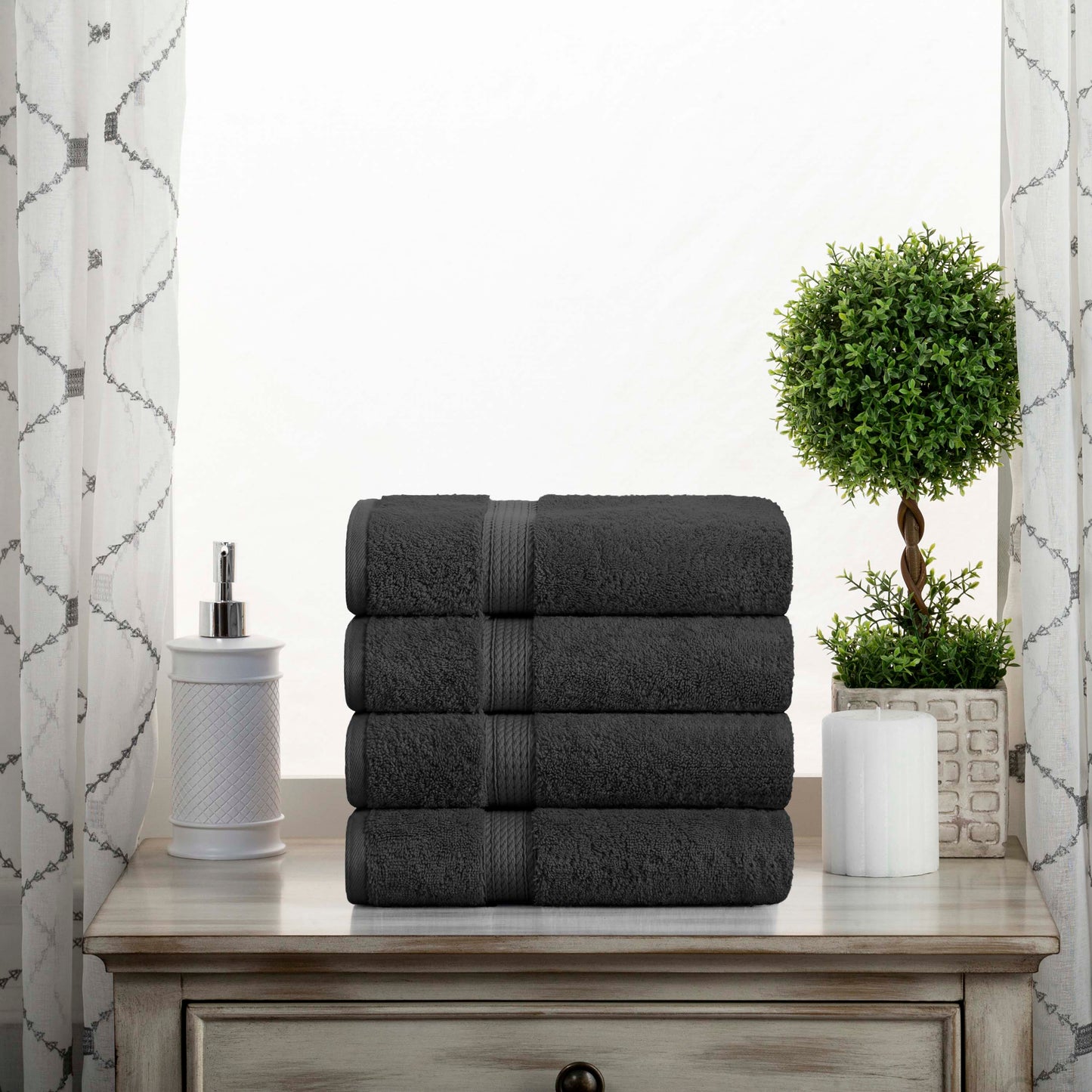 Madison Egyptian Cotton Pile Plush Heavyweight Hand Towel Set of 4