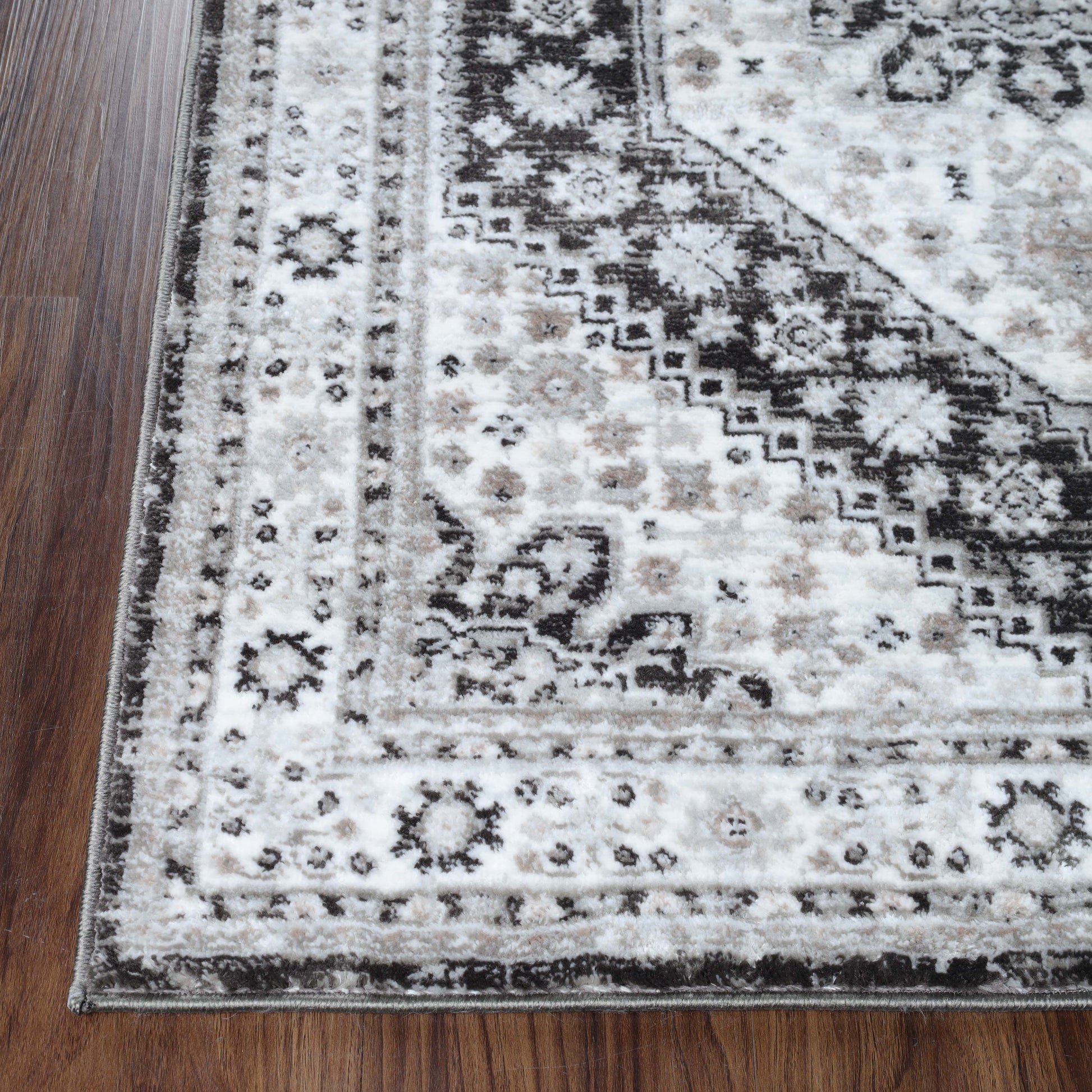 Layland Classic Vintage Medallion Indoor Area Rug or Runner - Charcoal