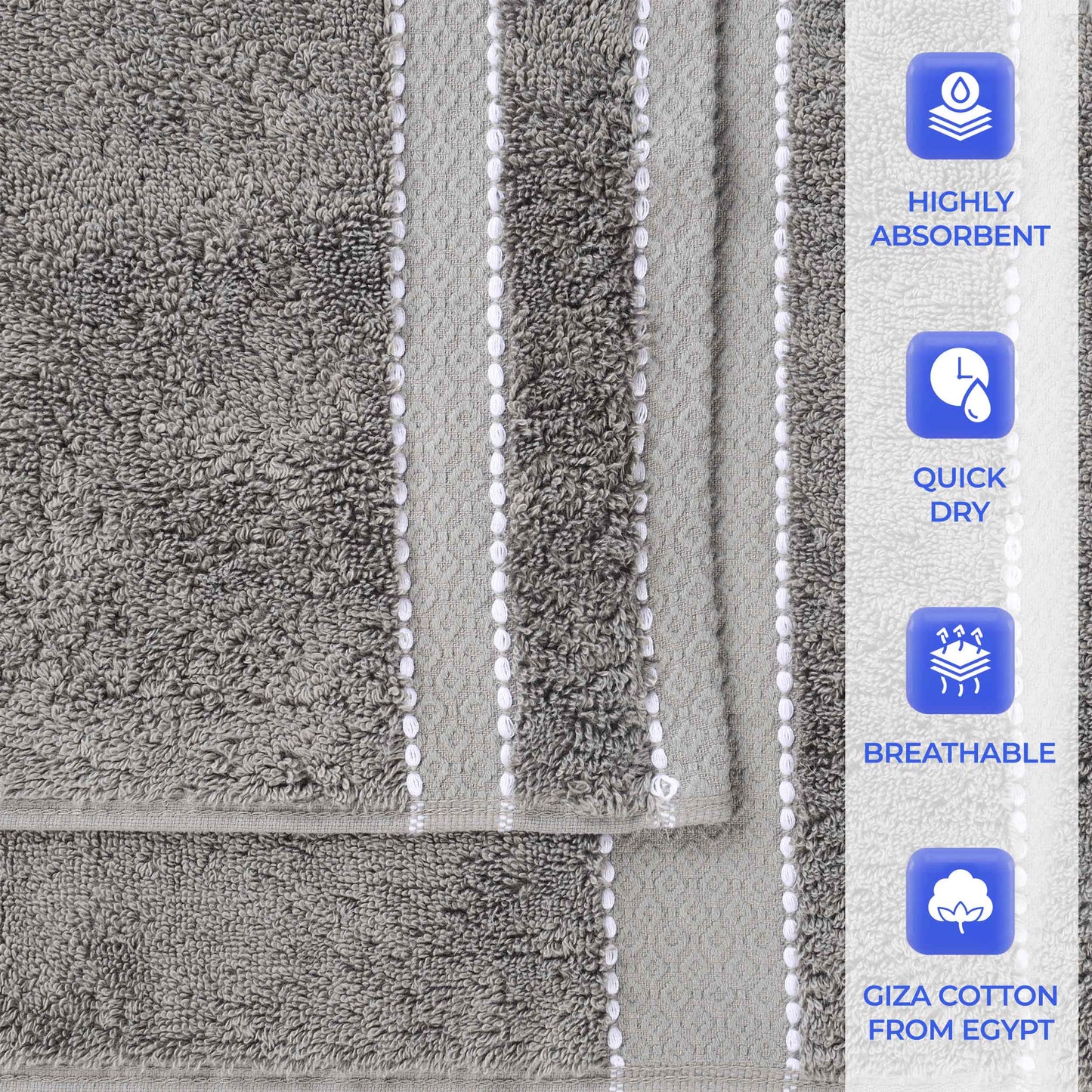 Niles Egyptian Giza Cotton Plush Heavyweight Soft 9 Piece Towel Set