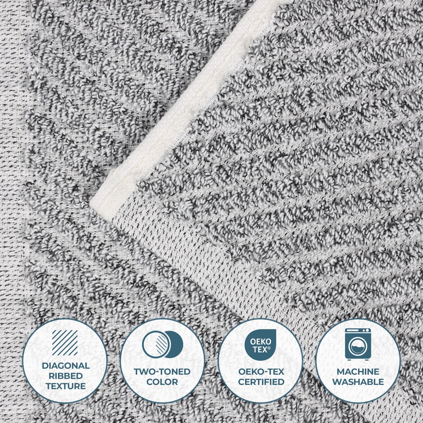 Amelia Cotton Blend Textured Diagonal Ribbed 12 Piece Towel Set