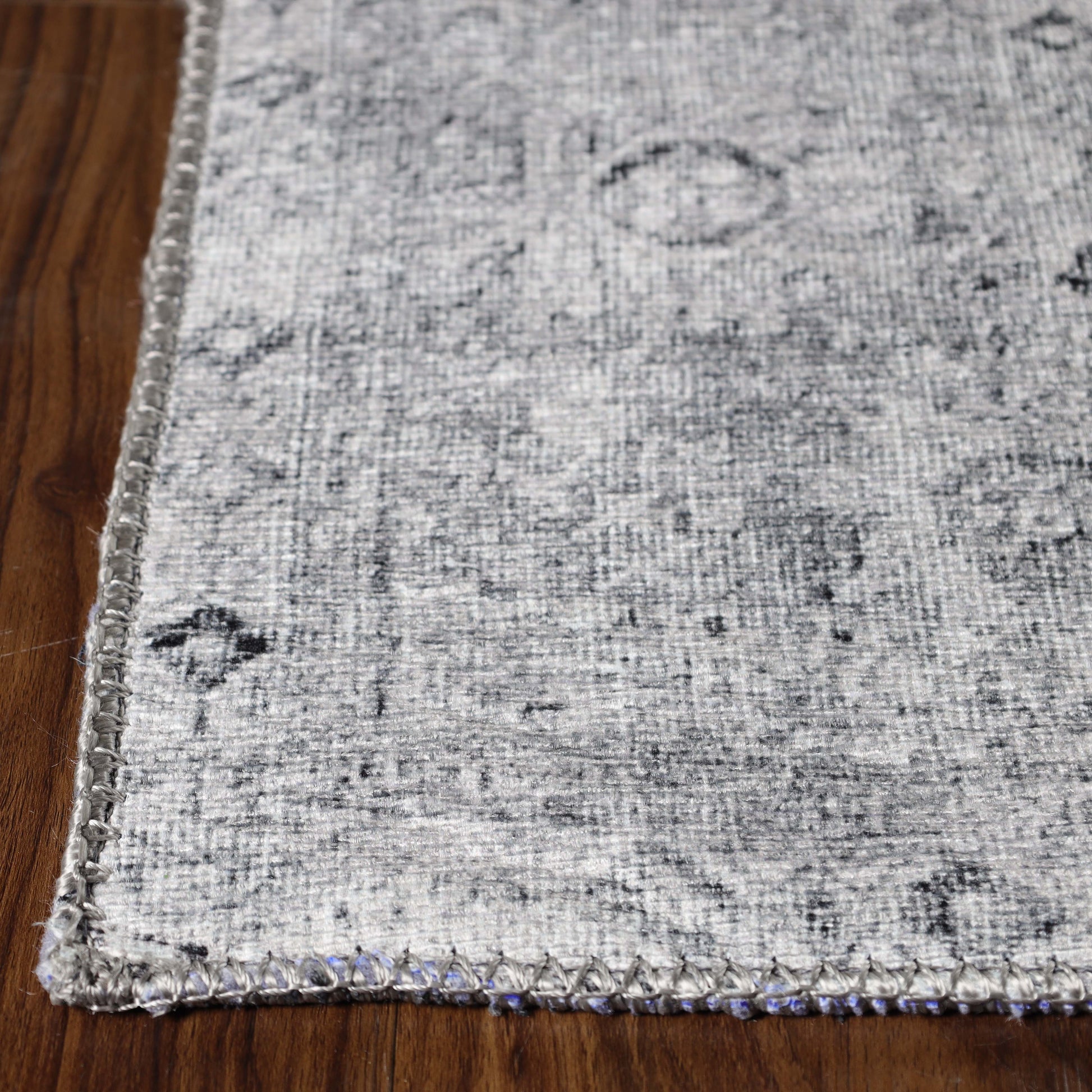 Huda Distressed Rustic Floral Geometric Medallion Indoor Area Rug - Charcoal