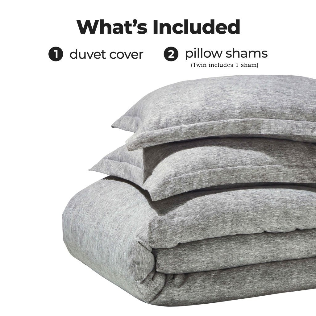 Melange Flannel Cotton Fuzzy Warm Two-Toned Duvet Cover Set