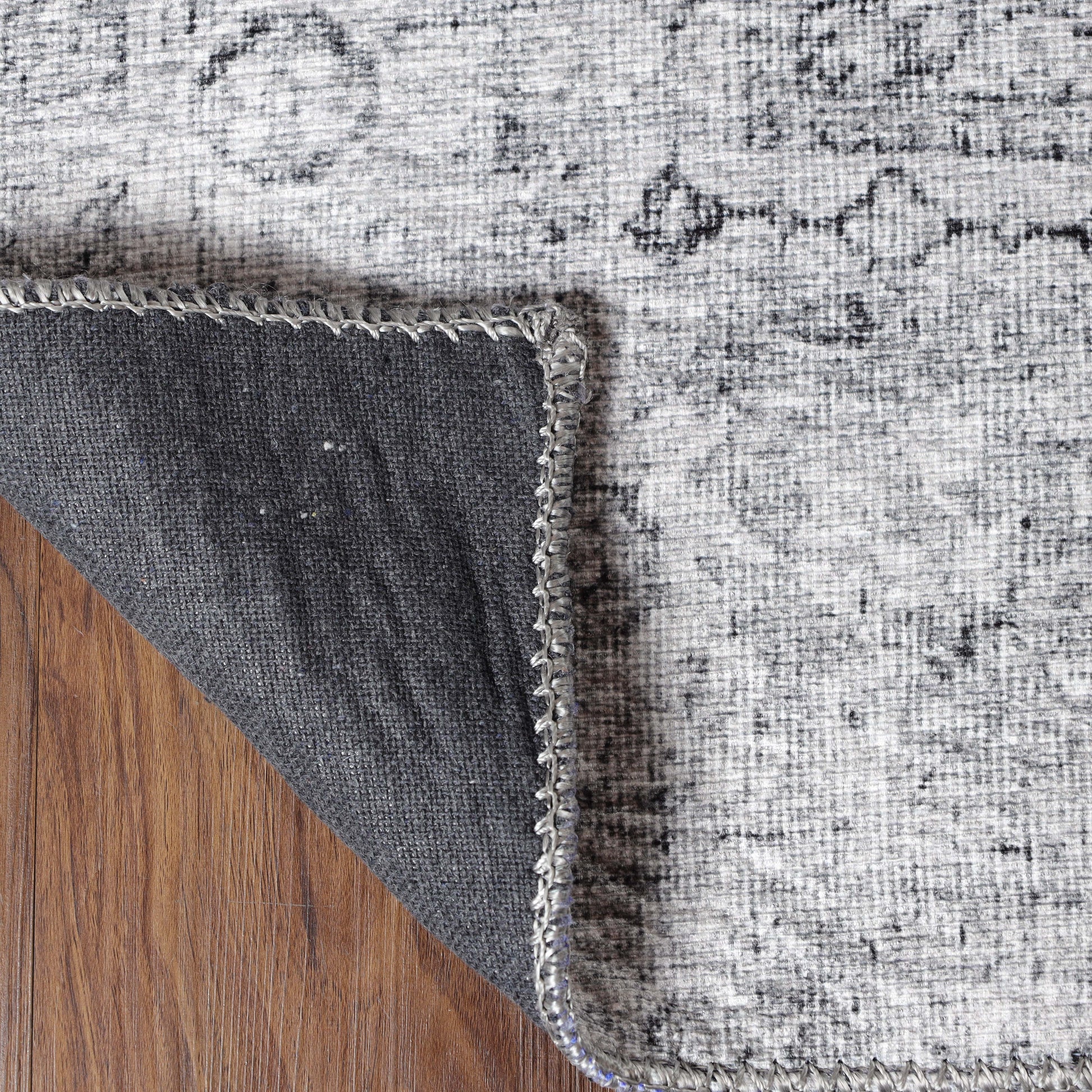 Huda Distressed Rustic Floral Geometric Medallion Indoor Area Rug - Charcoal