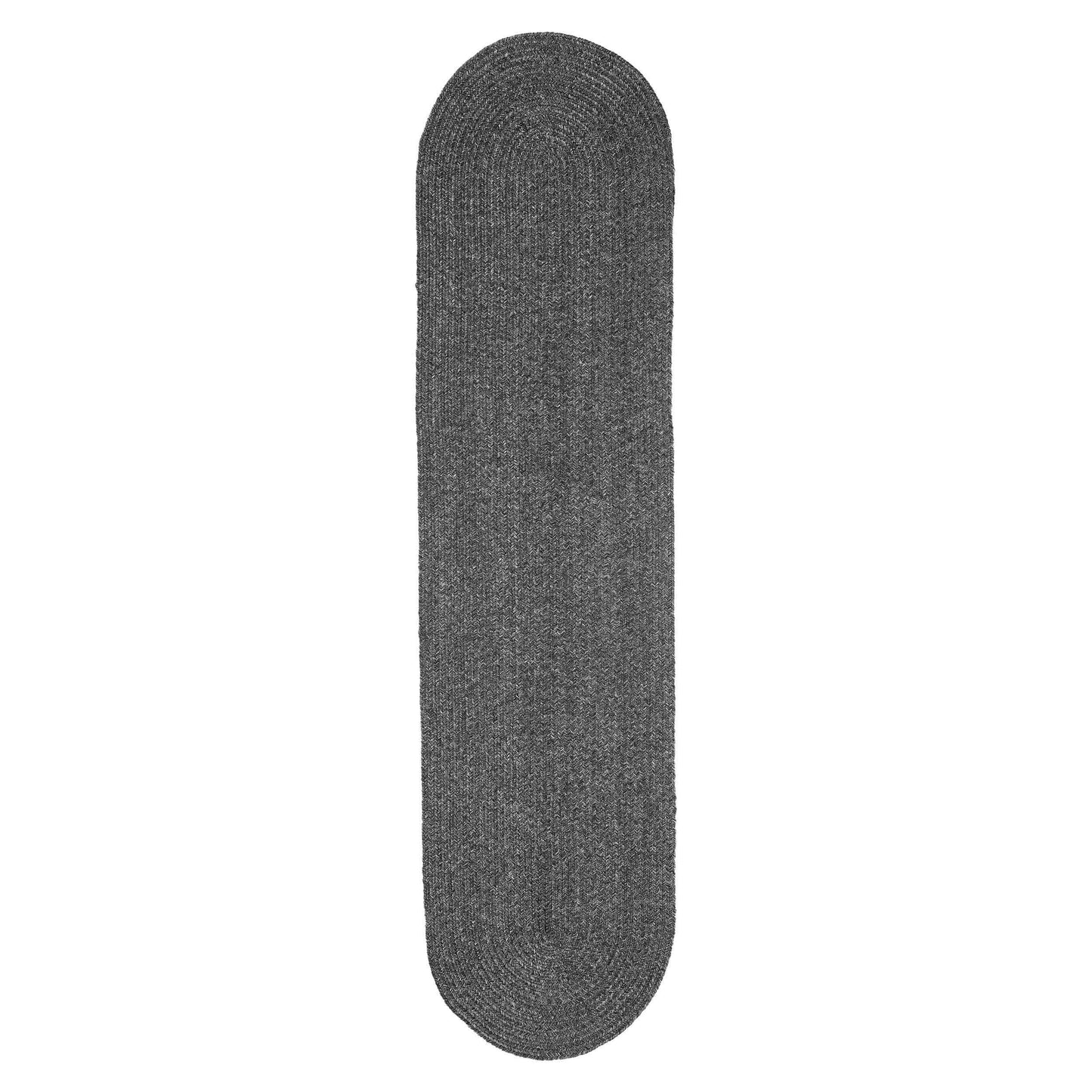Classic Braided Weave Oval Area Rug Indoor Outdoor Rugs - Charcoal