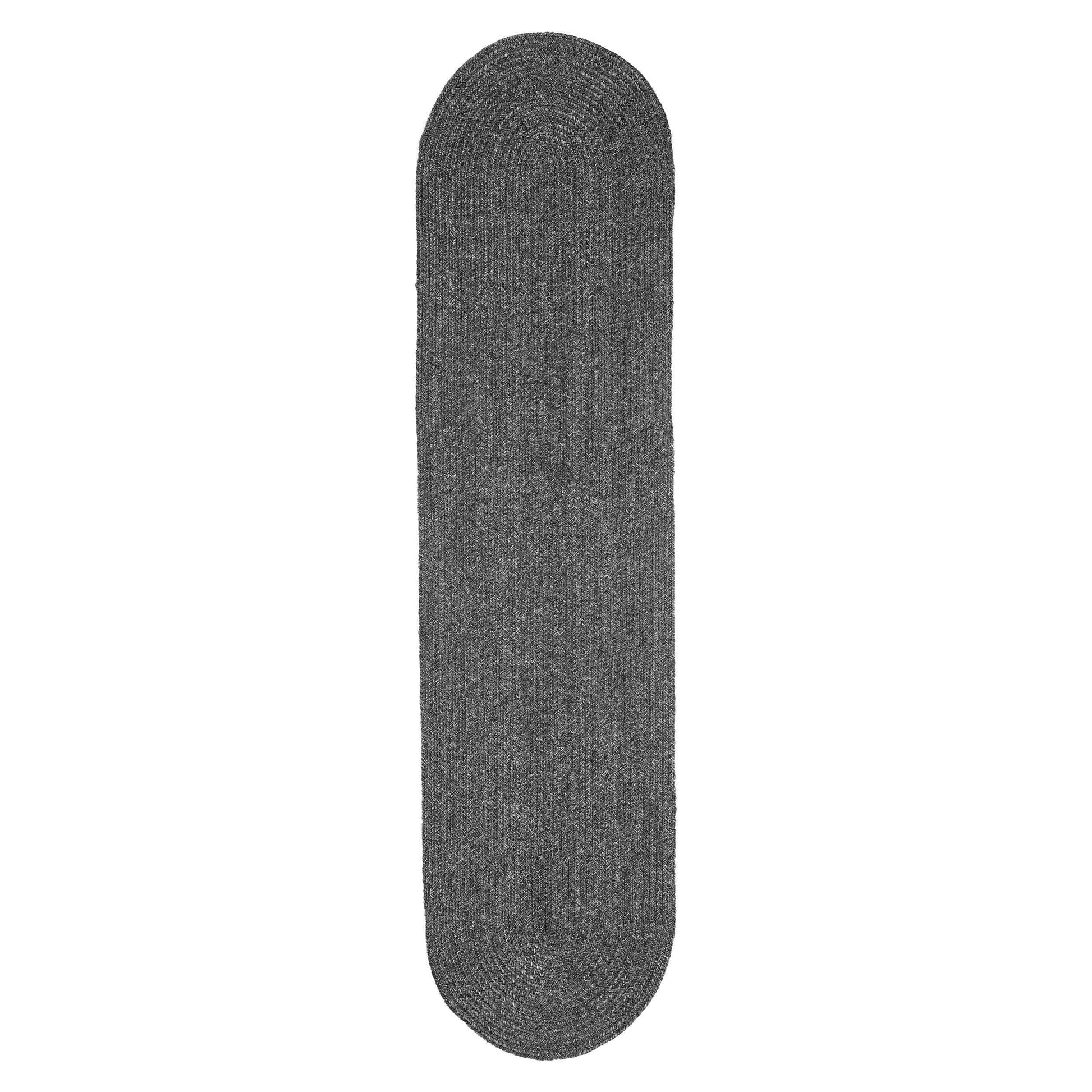 Classic Braided Weave Oval Area Rug Indoor Outdoor Rugs - Charcoal