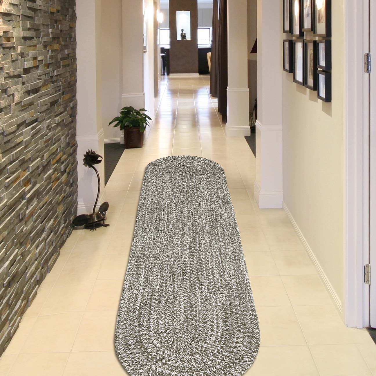 Reversible Braided Eco-Friendly Area Rug Indoor Outdoor Rugs - CharcoalWhite