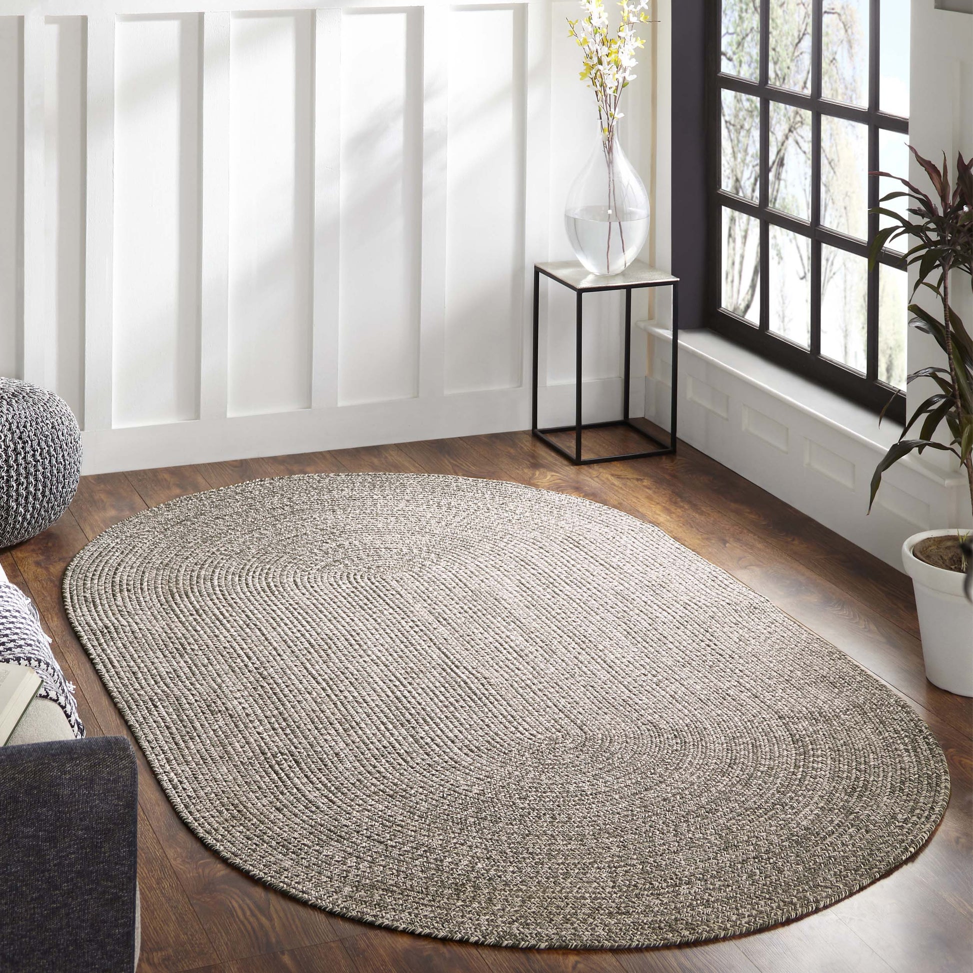 Reversible Braided Eco-Friendly Area Rug Indoor Outdoor Rugs - CharcoalWhite
