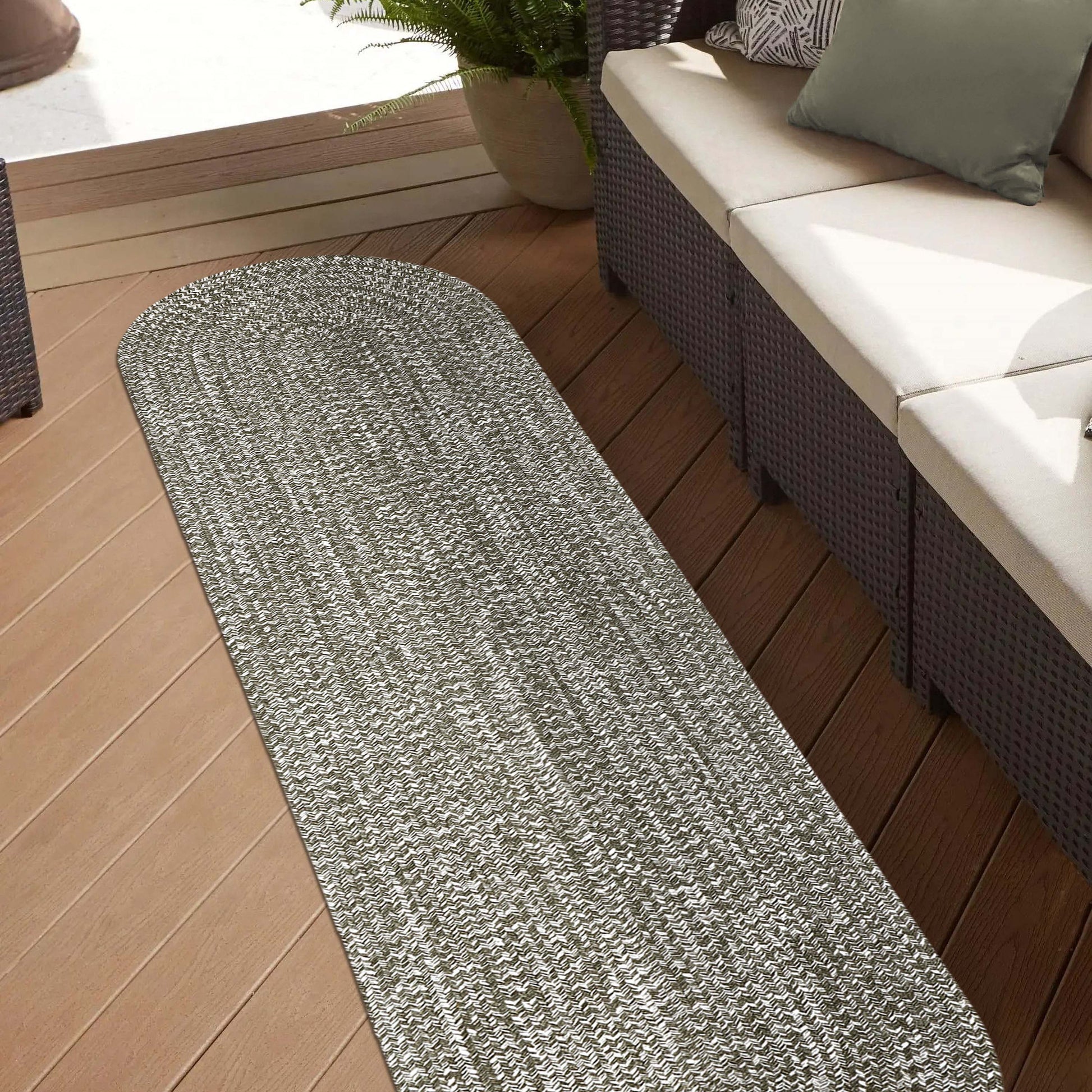 Reversible Braided Eco-Friendly Area Rug Indoor Outdoor Rugs - CharcoalWhite