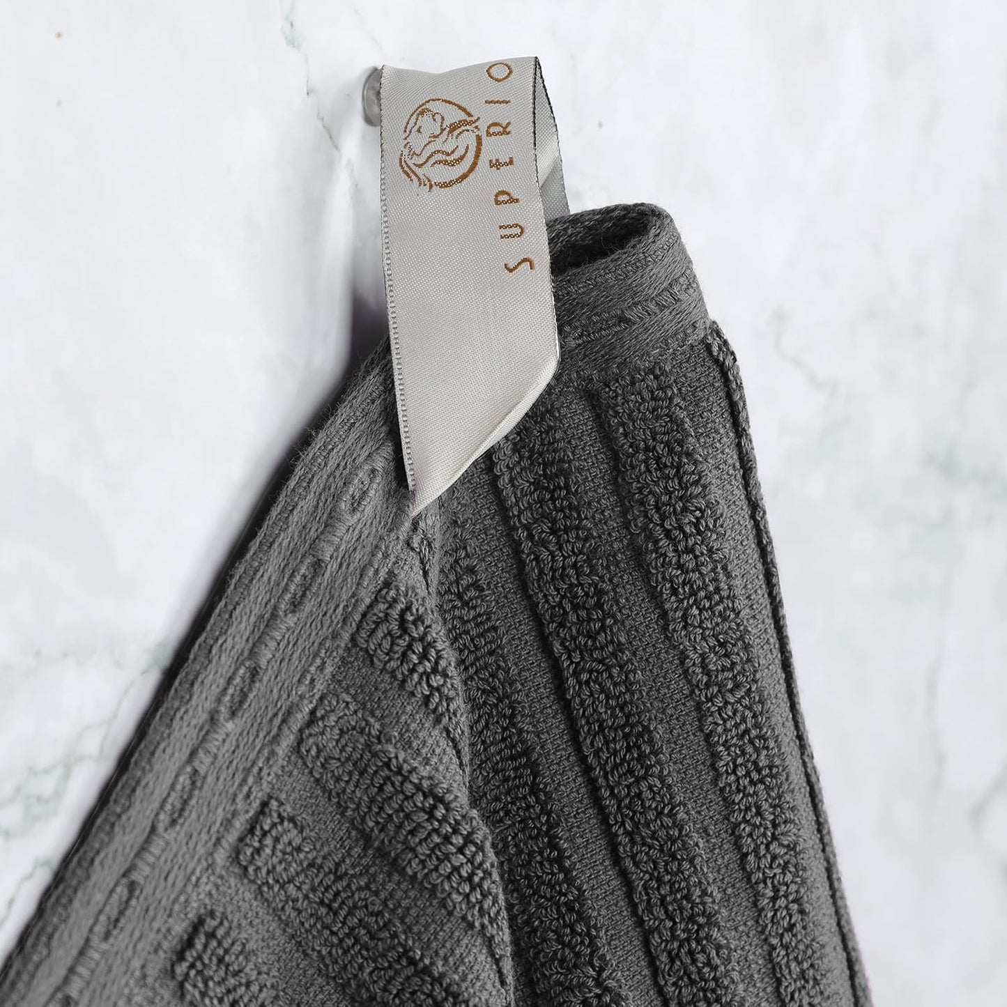 Soho Ribbed Cotton Absorbent Bath Towel Set of 4 - Charcoal