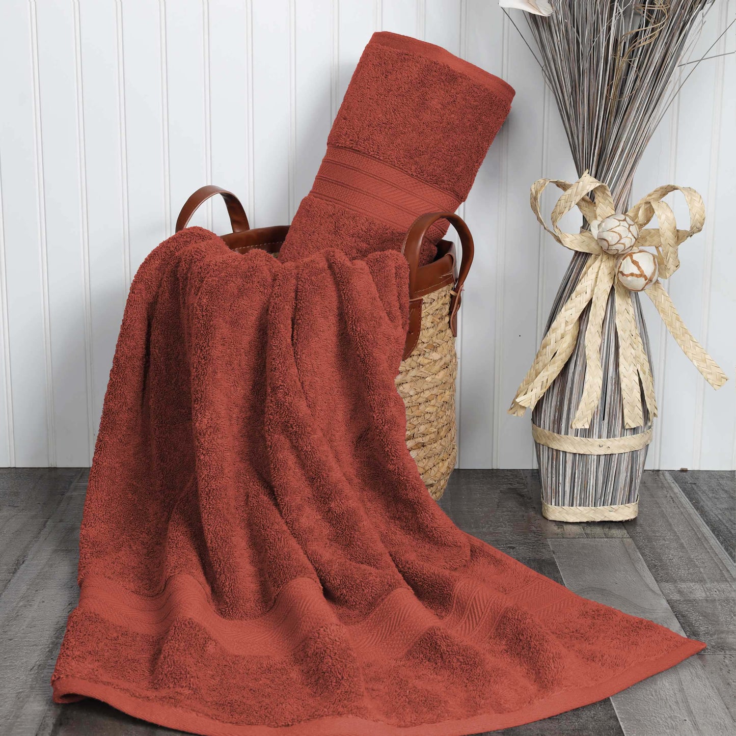 Cotton Heavyweight Absorbent Plush 2 Piece Bath Sheet Set - Chocolate