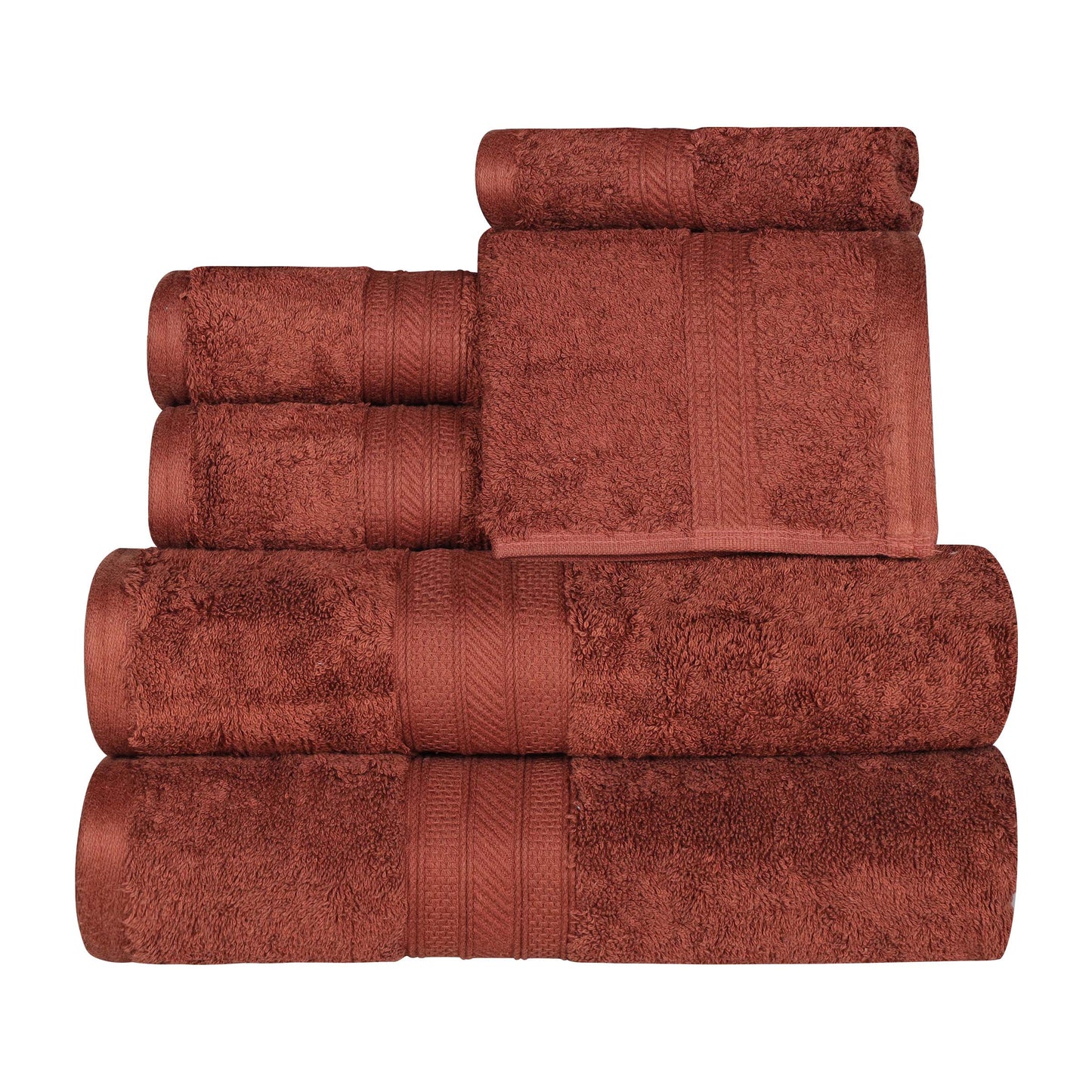 Cotton Heavyweight Absorbent Plush 6 Piece Towel Set - Chocolate
