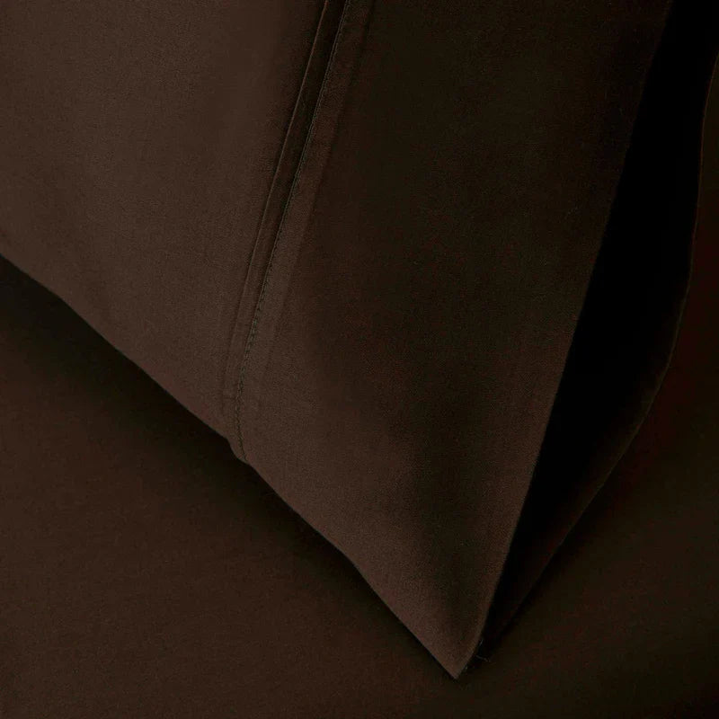 Egyptian Cotton 530 Thread Count Solid Pillowcases Set of 2 - Chocolate