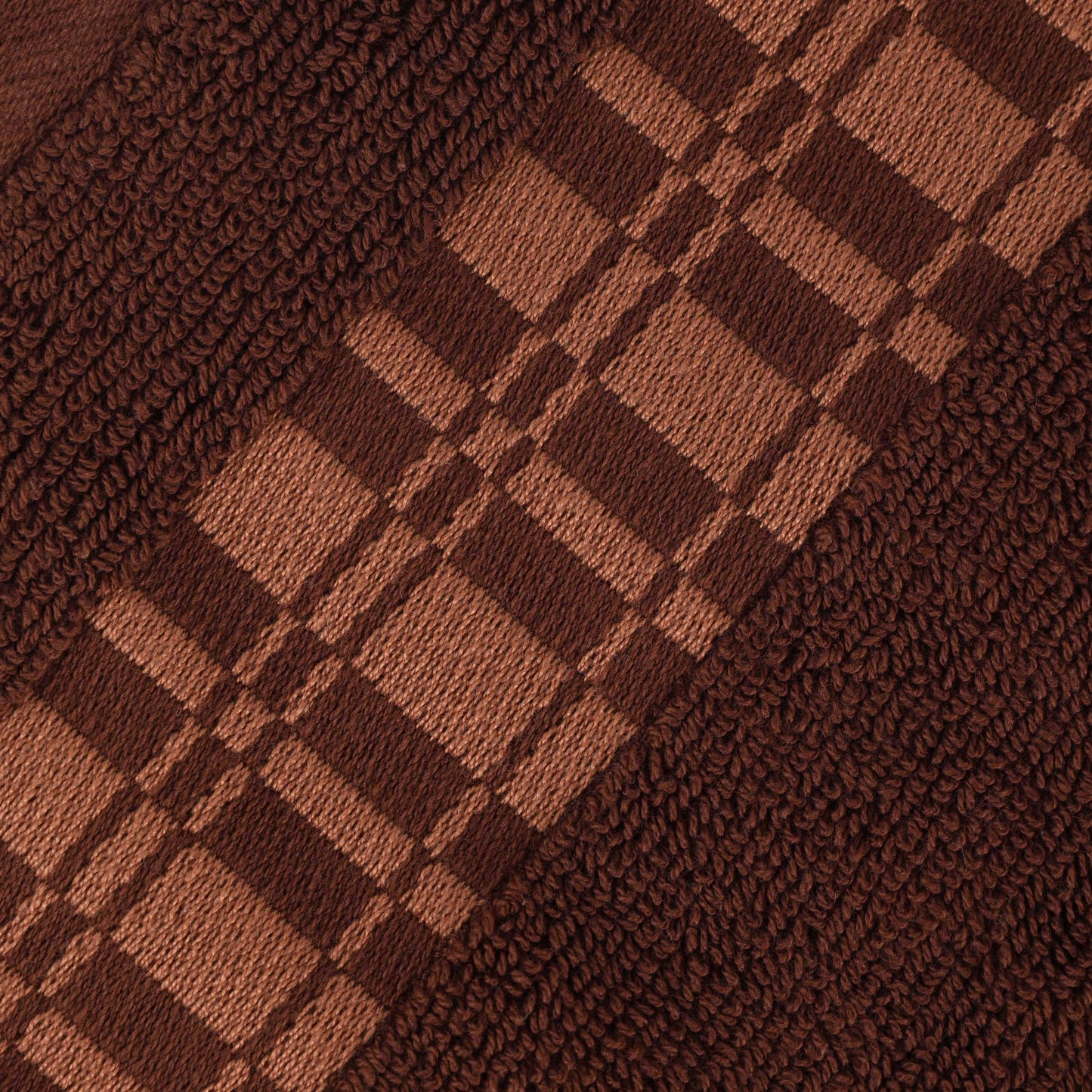 Larissa Cotton Geometric Border Bath Towel Set of 4 - Chocolate
