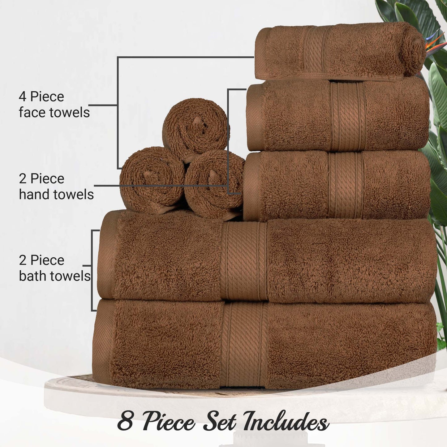 Madison Egyptian Cotton Pile Plush Heavyweight 8 Piece Towel Set