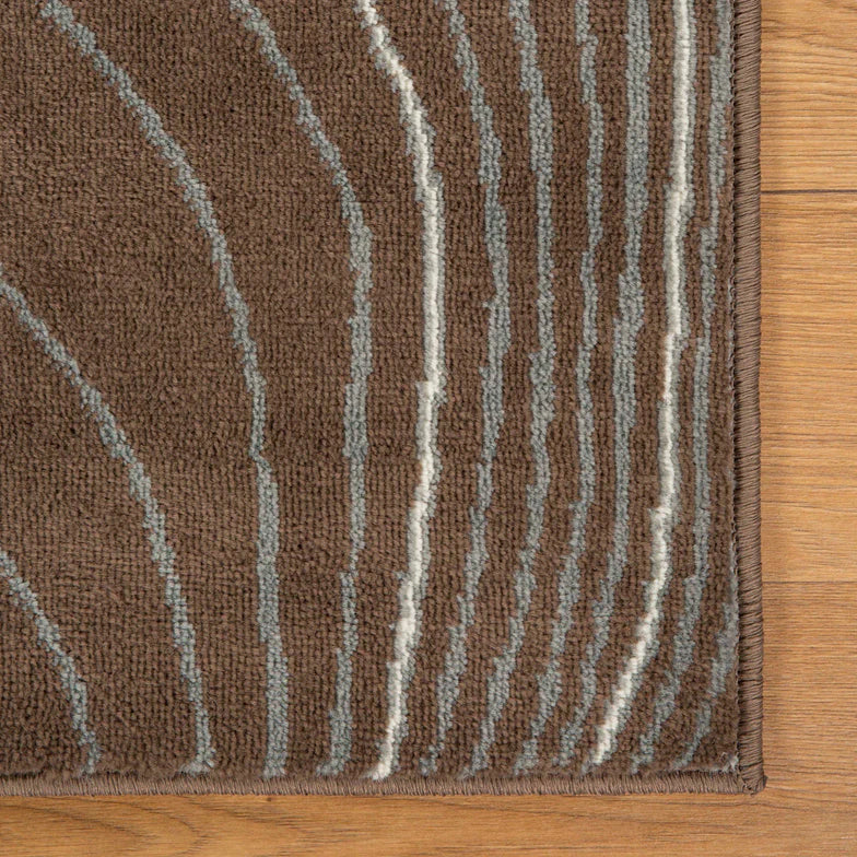 Veer Modern Abstract Wood Grain Indoor Area Rug or Runner - Chocolate
