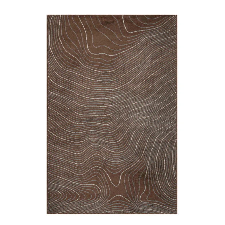 Veer Modern Abstract Wood Grain Indoor Area Rug or Runner - Chocolate
