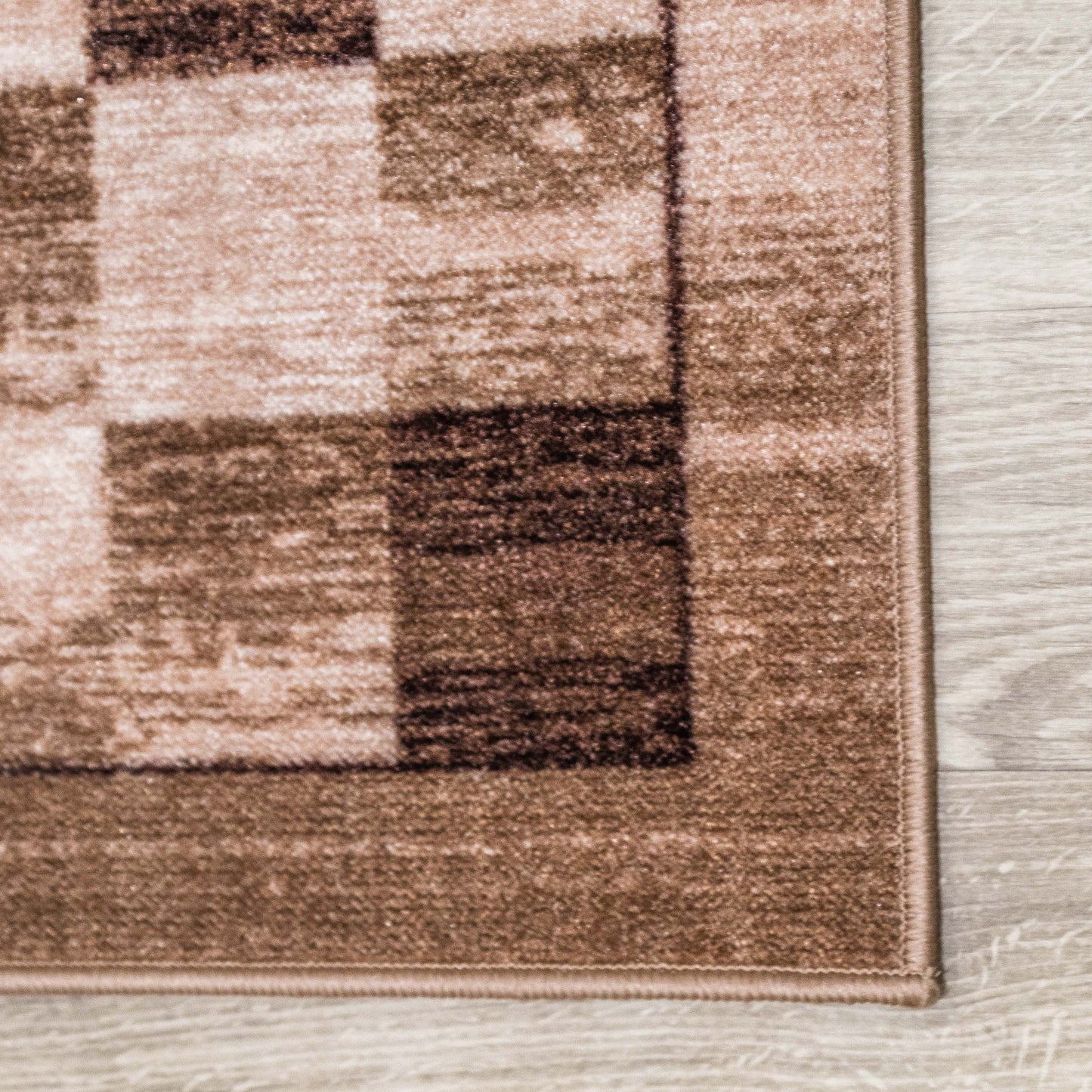 Lockwood Color Block Non-Slip Washable Indoor Area Rug or Runner - Chocolate