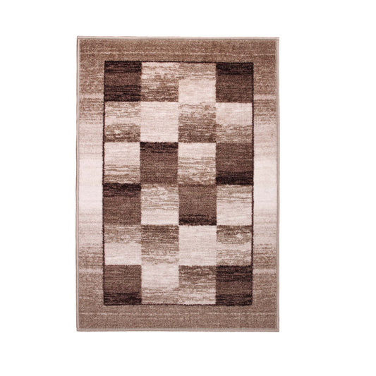 Lockwood Color Block Non-Slip Washable Indoor Area Rug or Runner - Chocolate