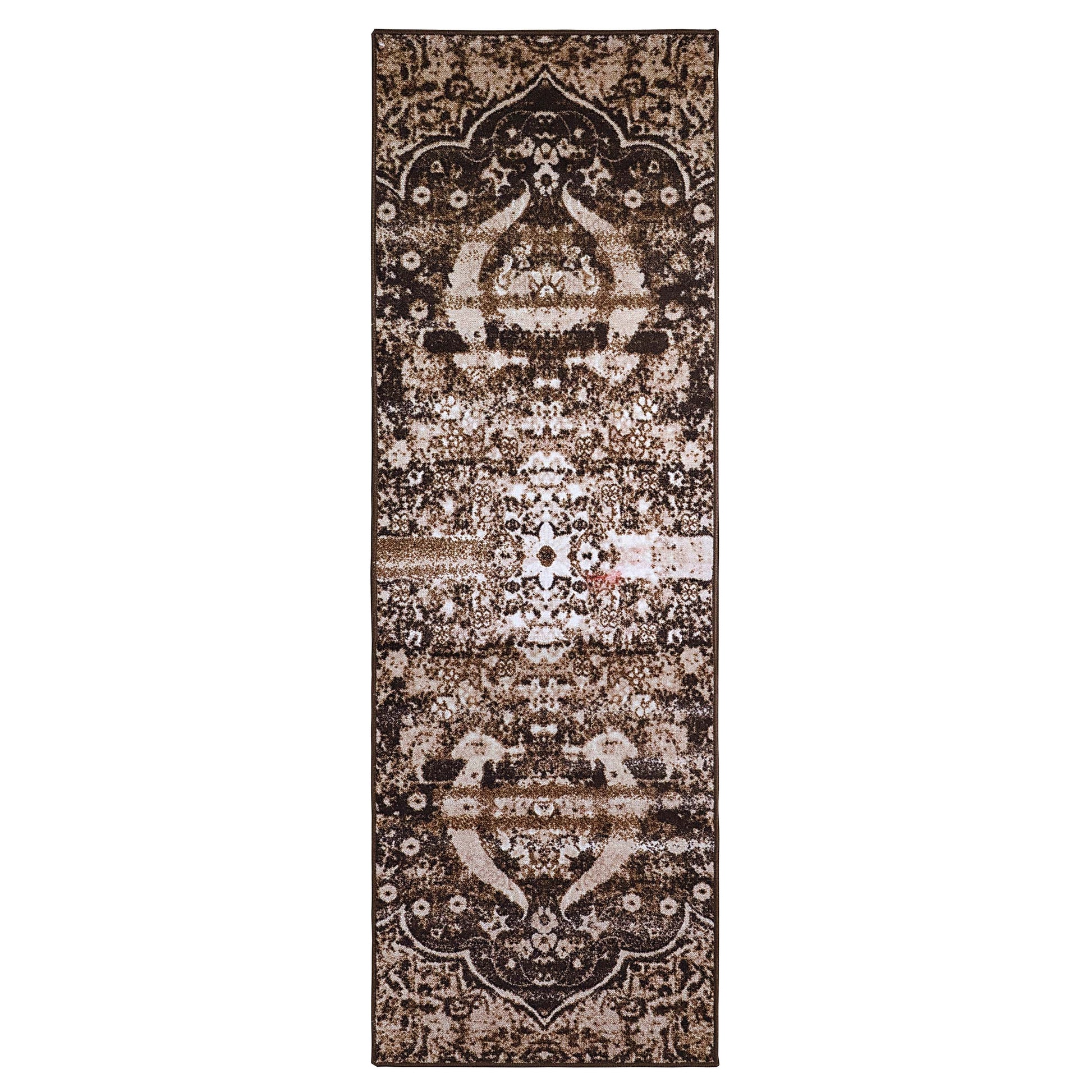 Oswell Medallion Non-Slip Washable Indoor Area Rug or Runner - Chocolate