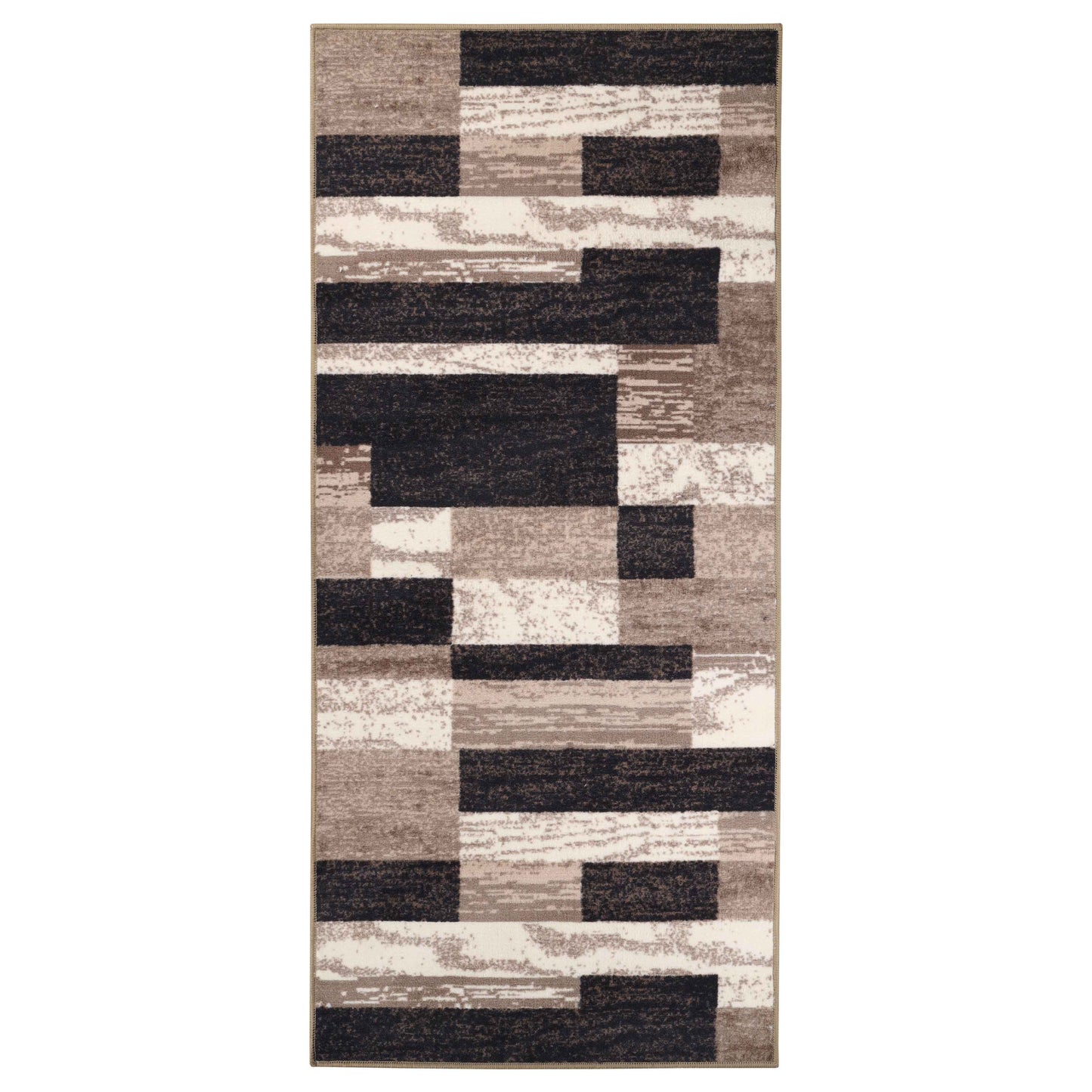 Superior Rockwood Contemporary Patchwork Non-Slip Indoor Washable Area Rug - Chocolate