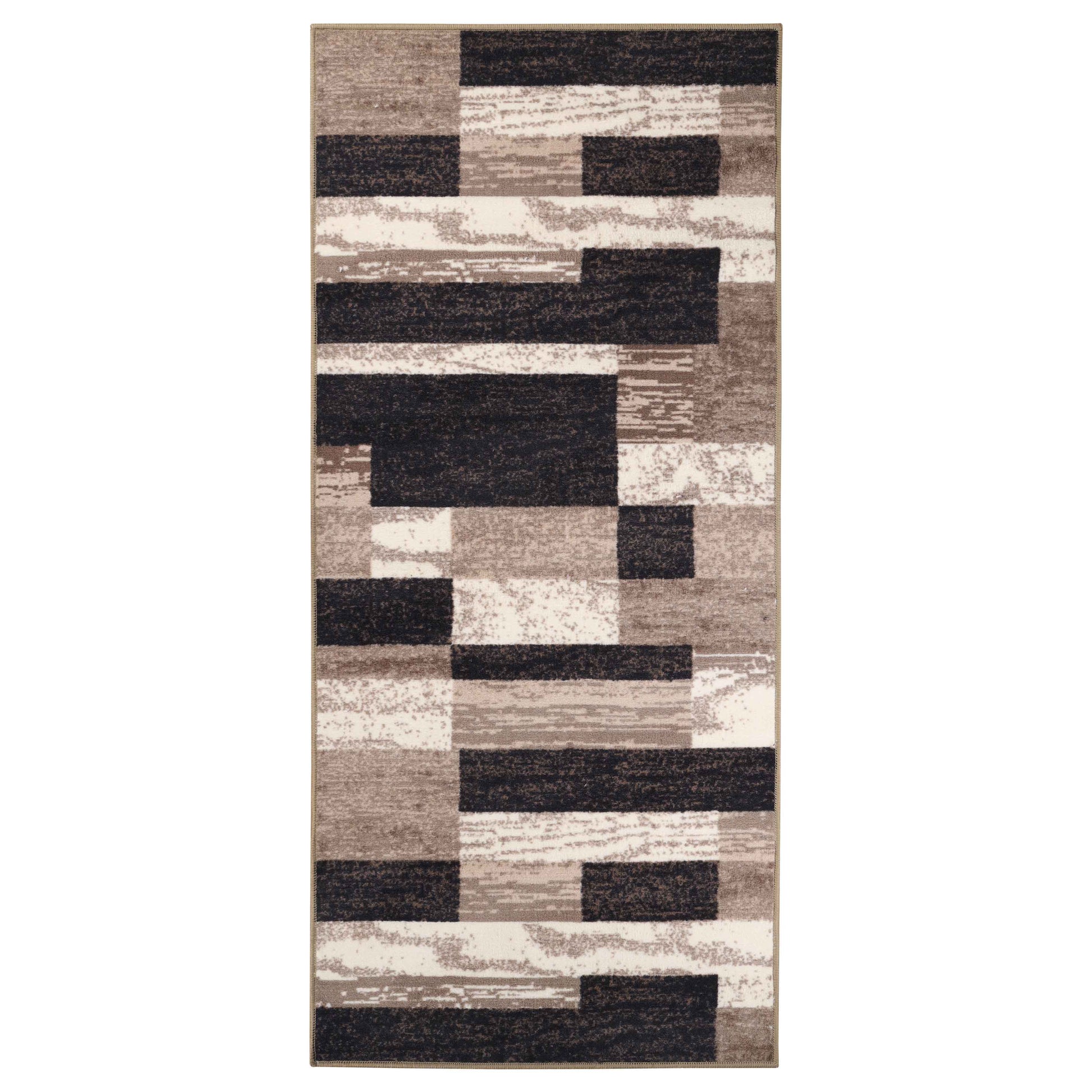 Superior Rockwood Contemporary Patchwork Non-Slip Indoor Washable Area Rug - Chocolate