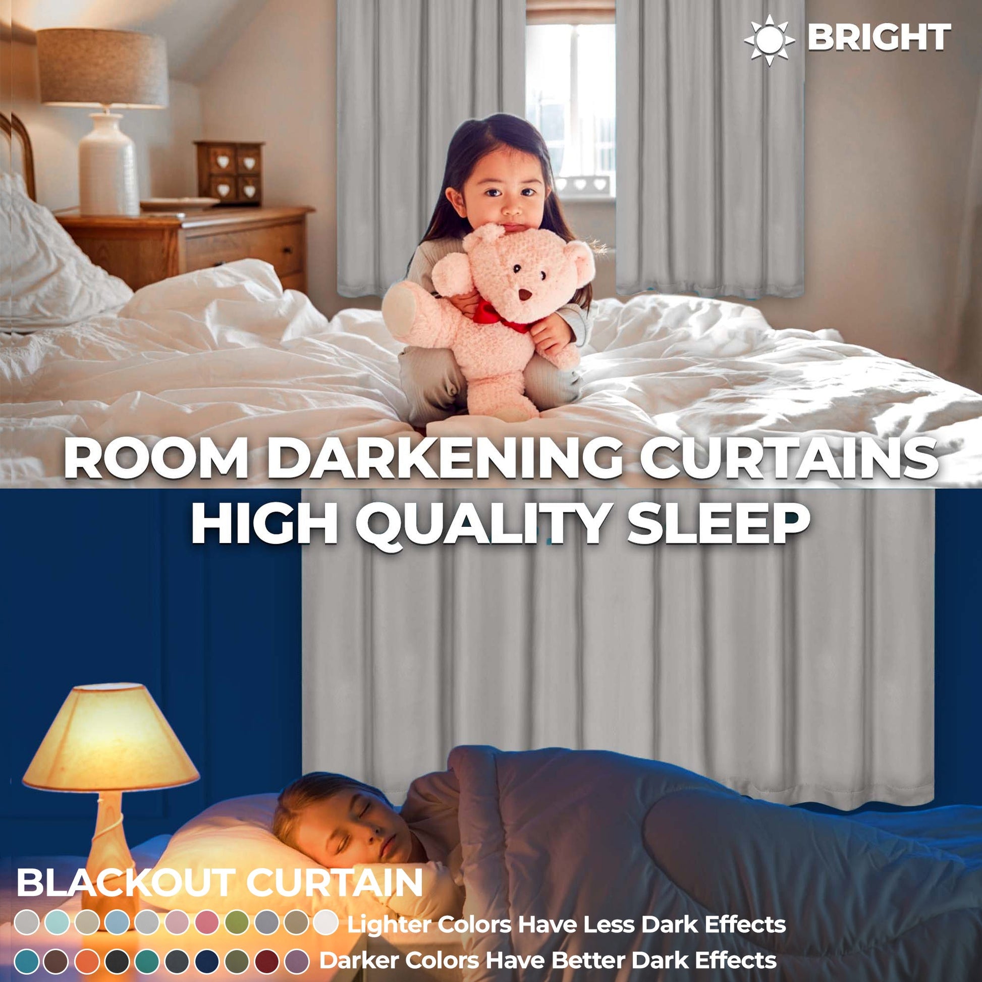 Solid Room Darkening Rod Pocket Blackout Curtain Panels, Set of 2 - Chrome