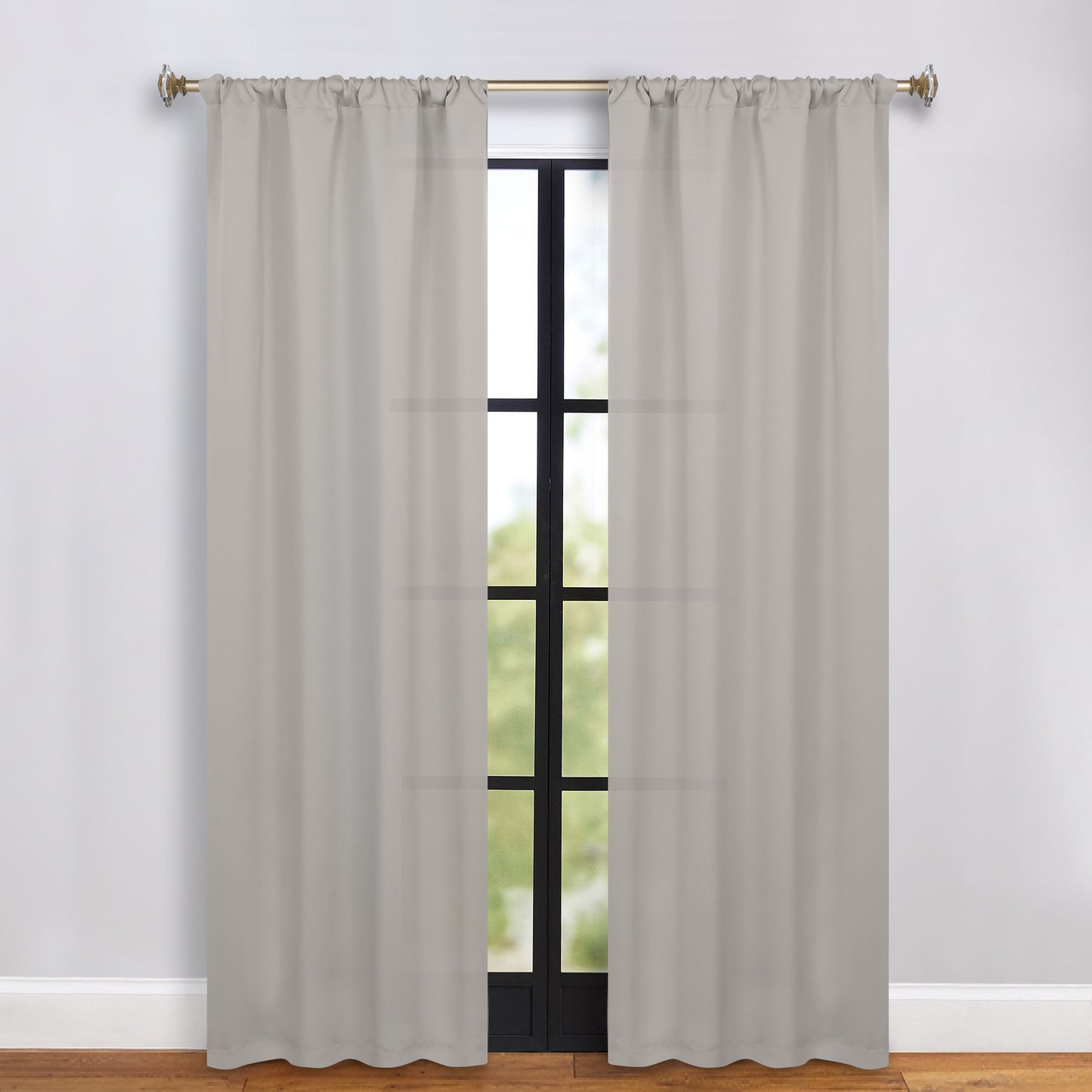 Solid Room Darkening Rod Pocket Blackout Curtain Panels, Set of 2 - Chrome