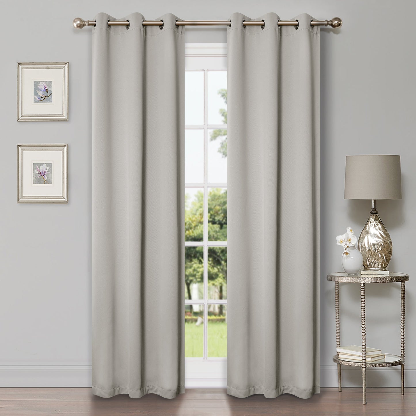 Solid Machine Washable Room Darkening Blackout Curtains, Set of 2 - Chrome