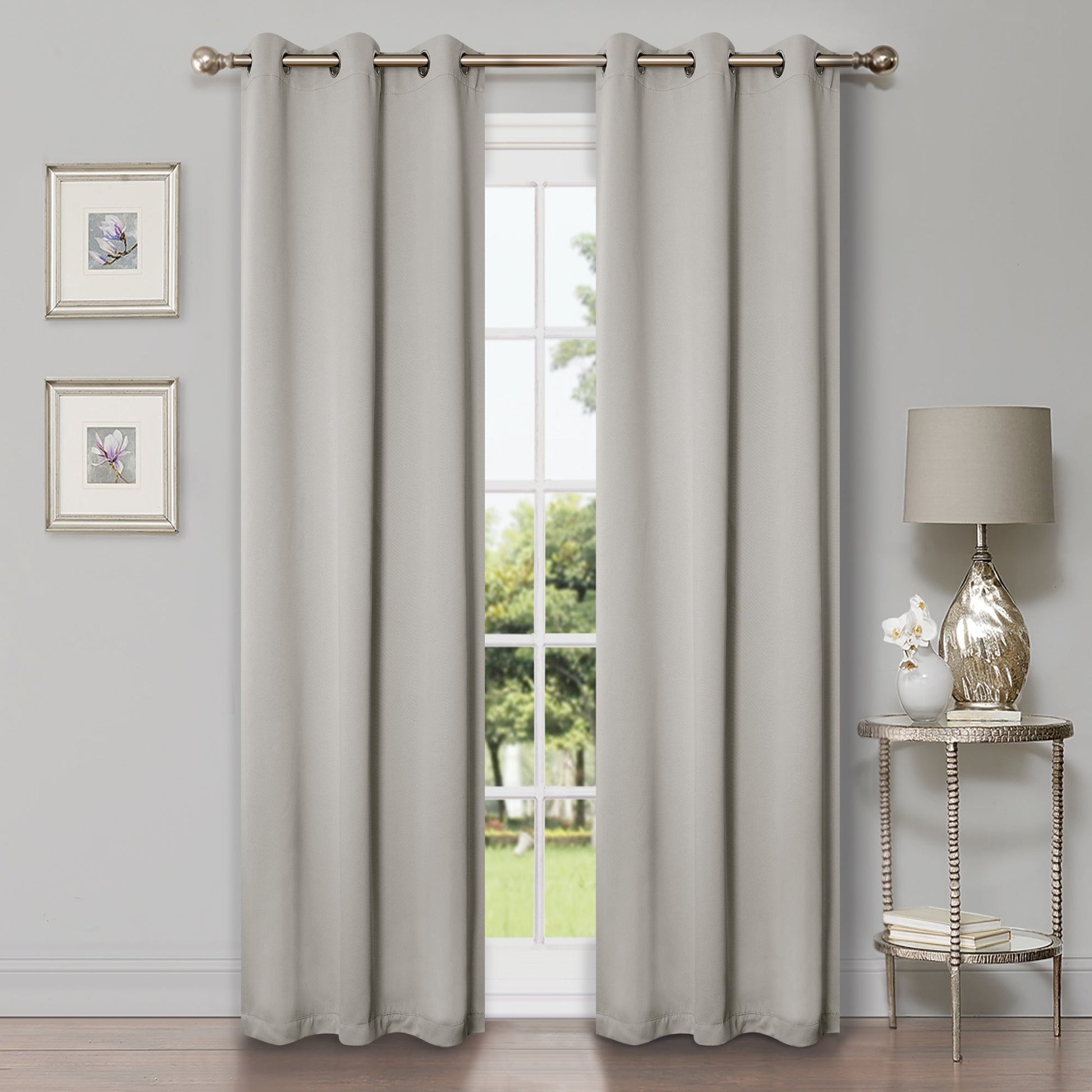 Solid Machine Washable Room Darkening Blackout Curtains, Set of 2 - Chrome