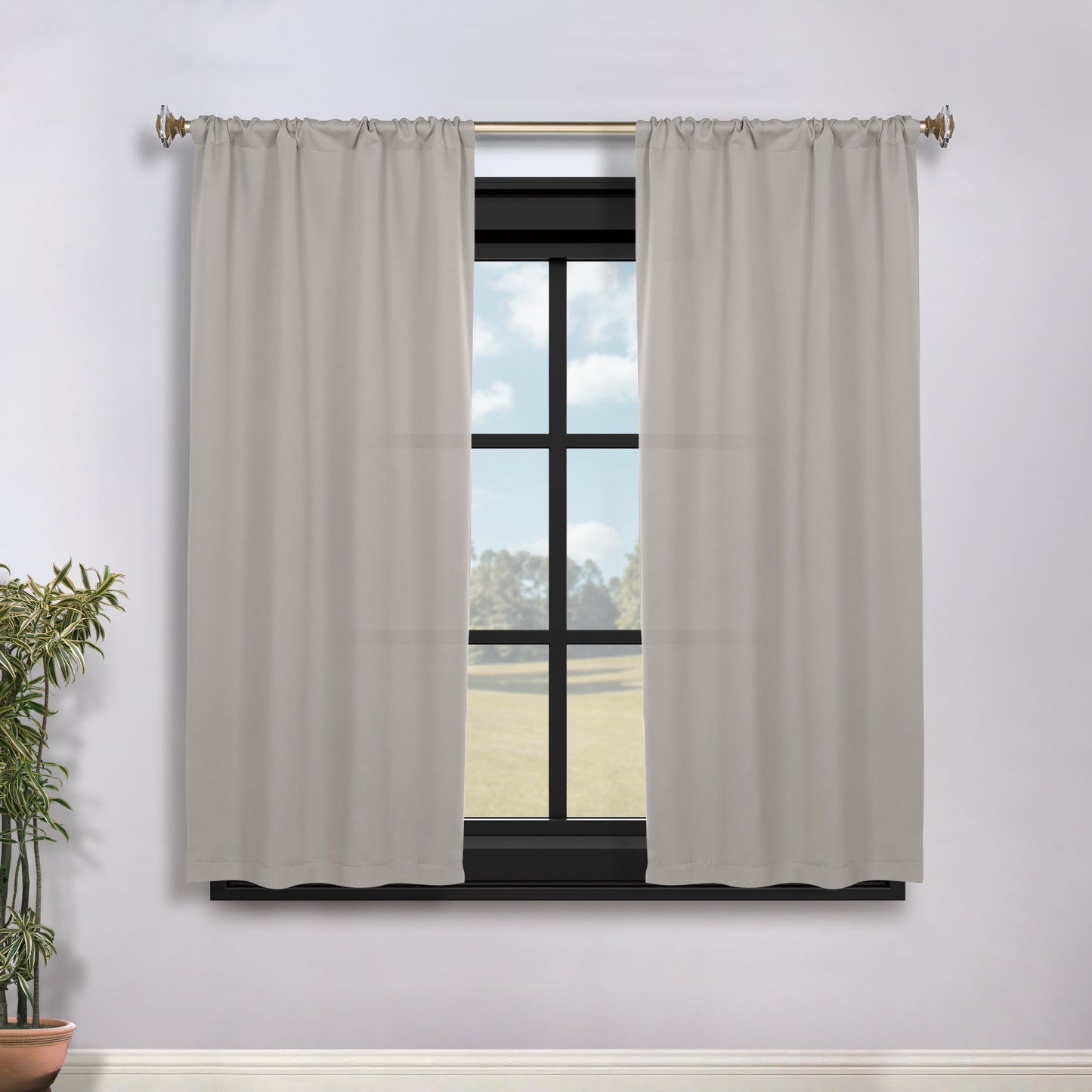 Solid Room Darkening Rod Pocket Blackout Curtain Panels, Set of 2 - Chrome