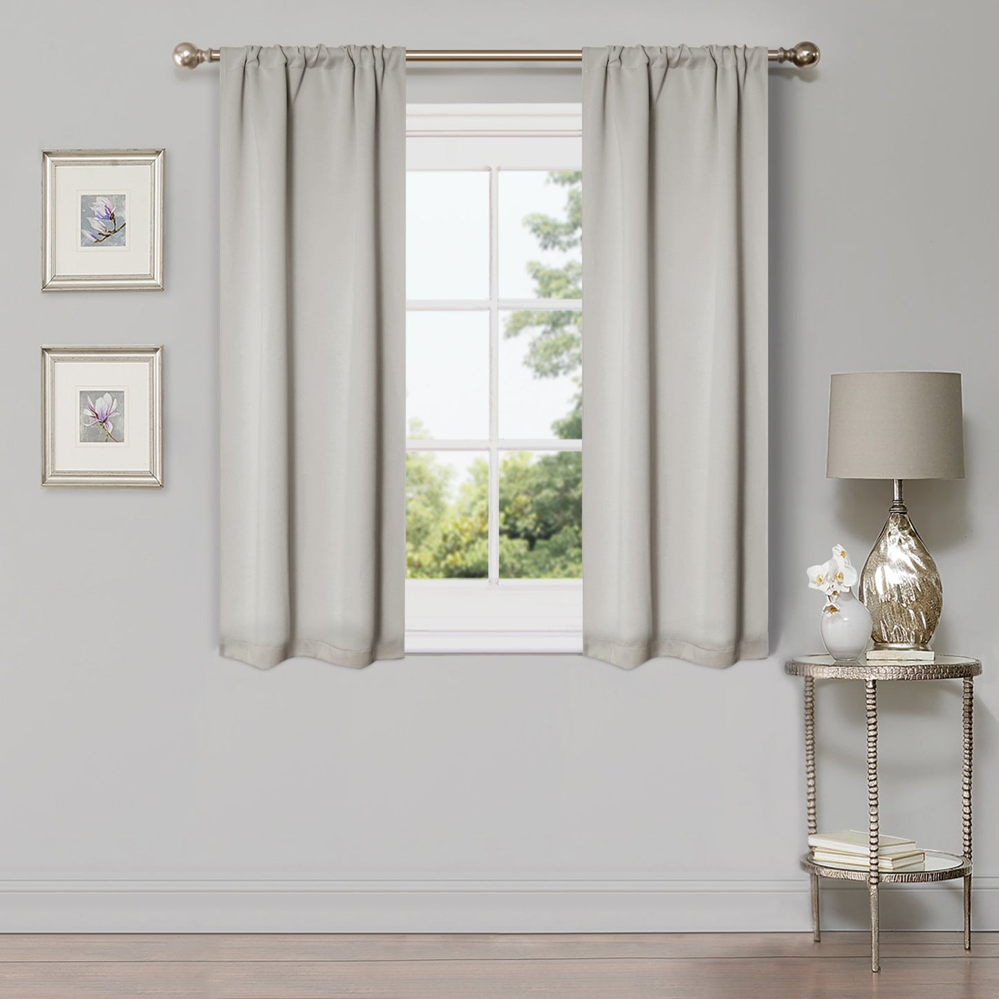 Solid Room Darkening Rod Pocket Blackout Curtain Panels, Set of 2 - Chrome