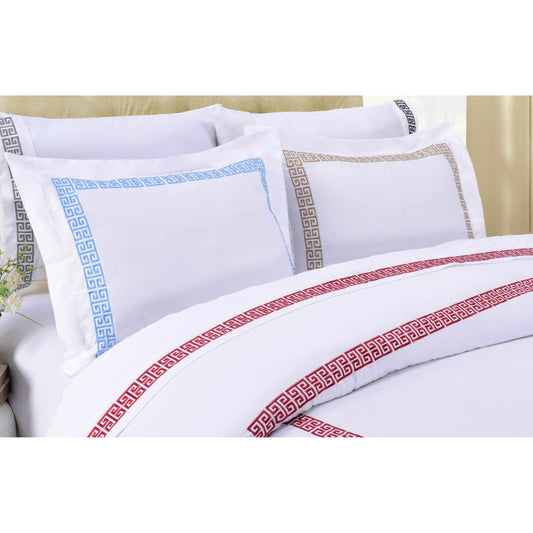 Superior Classic 200 thread Count Kendell Embroidered Cotton Deep Pocket Sheets - White/Black