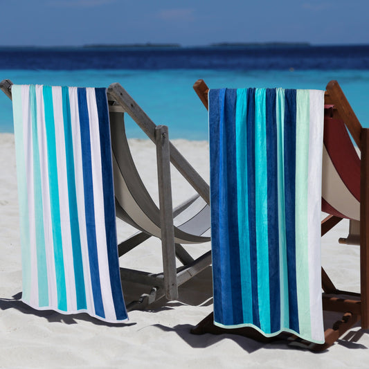Coastal Blues Cotton Oversized 4 Piece Beach Towel Set