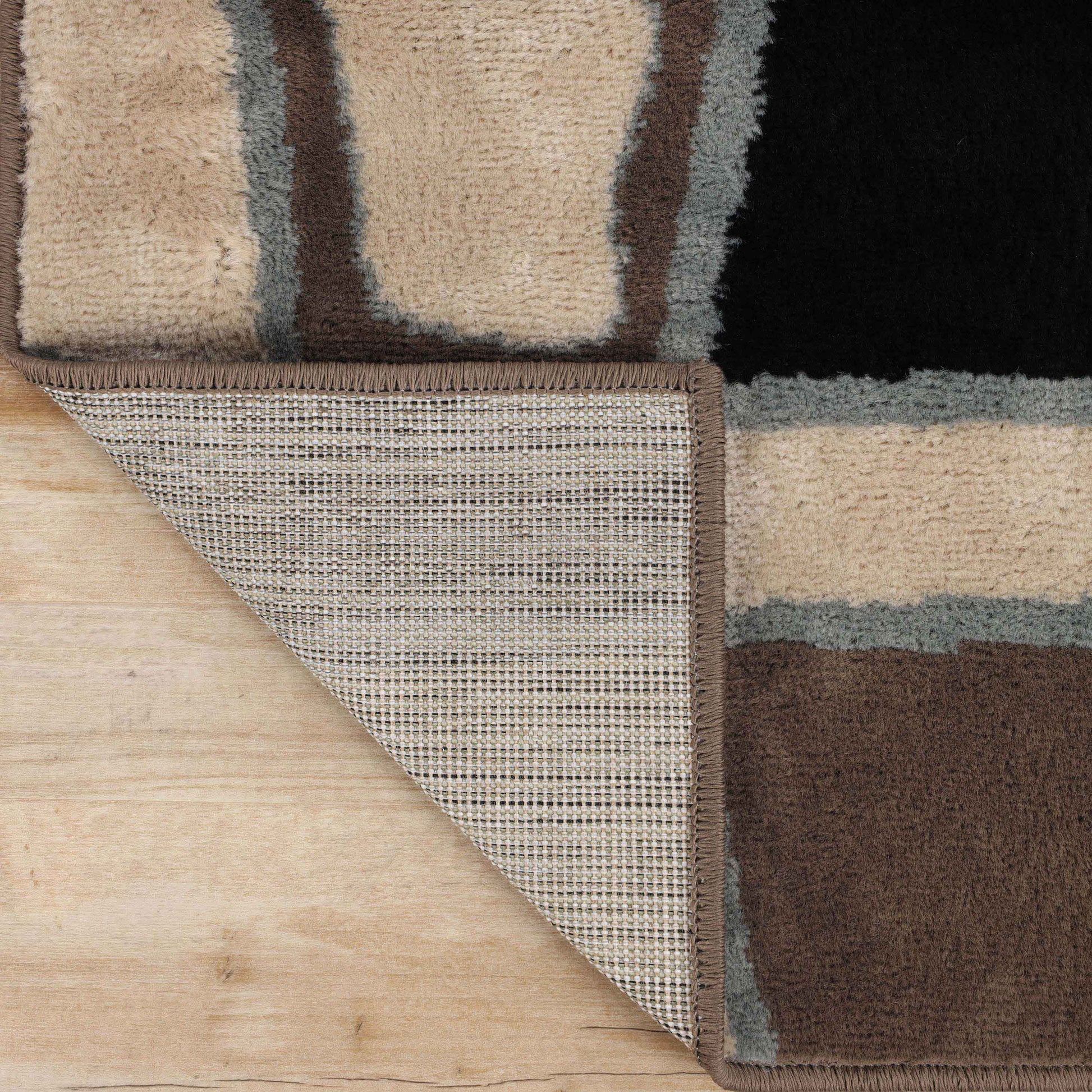 Abstract Cobblestone Modern Geometric Area Rug or Runner Rug - Brown