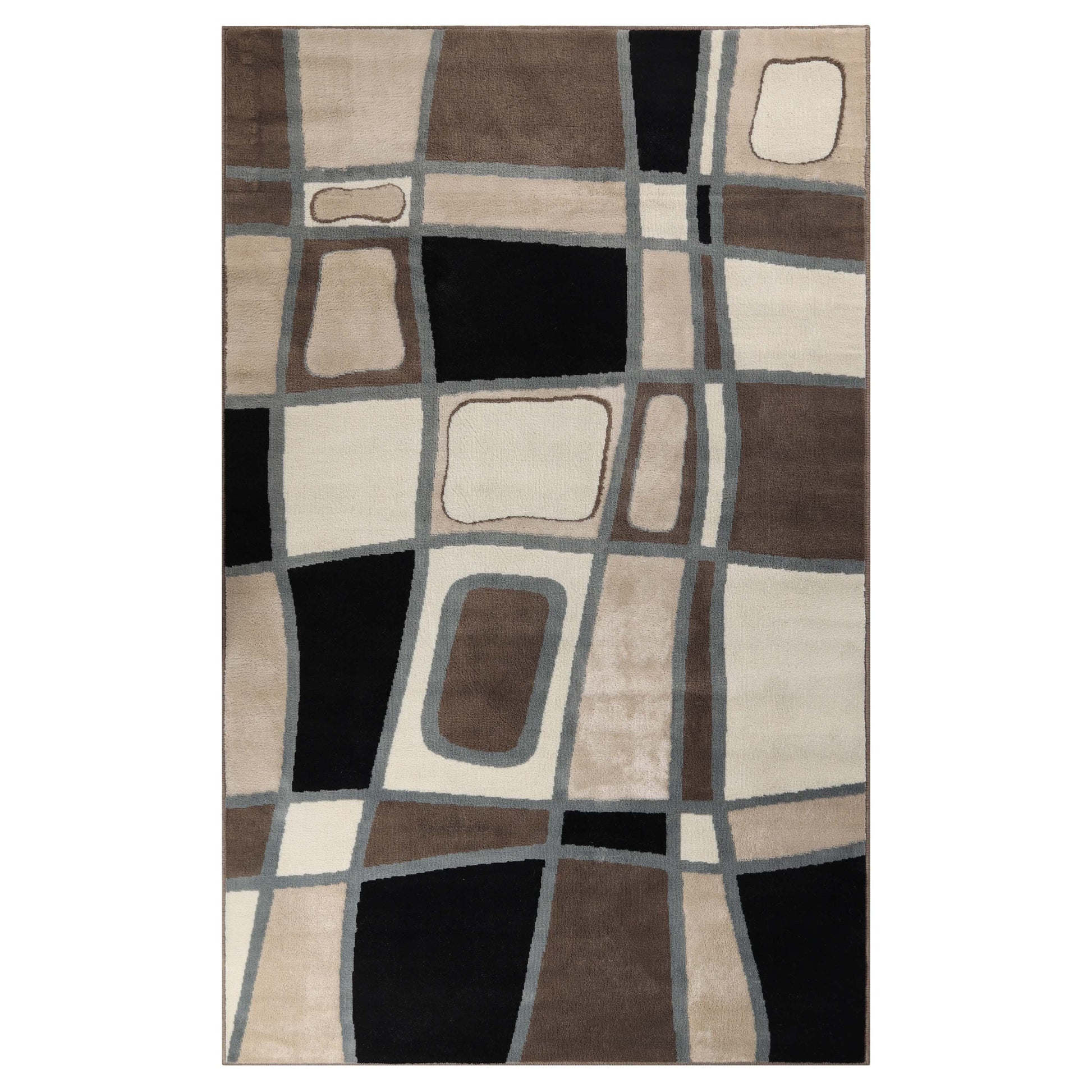 Abstract Cobblestone Modern Geometric Area Rug or Runner Rug - Brown