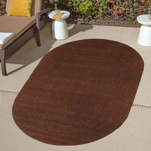 Classic Braided Weave Oval Area Rug Indoor Outdoor Rugs - Cocoa