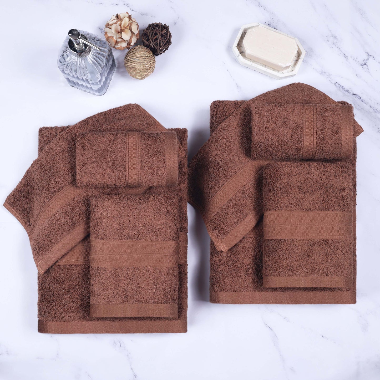 Ultra-Soft Rayon from Bamboo Cotton Blend 8 Piece Towel Set - Cocoa