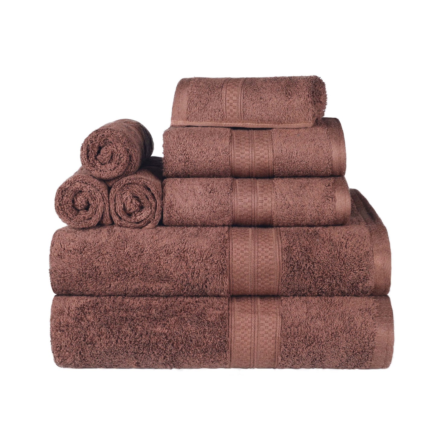 Ultra-Soft Rayon from Bamboo Cotton Blend 8 Piece Towel Set - Cocoa