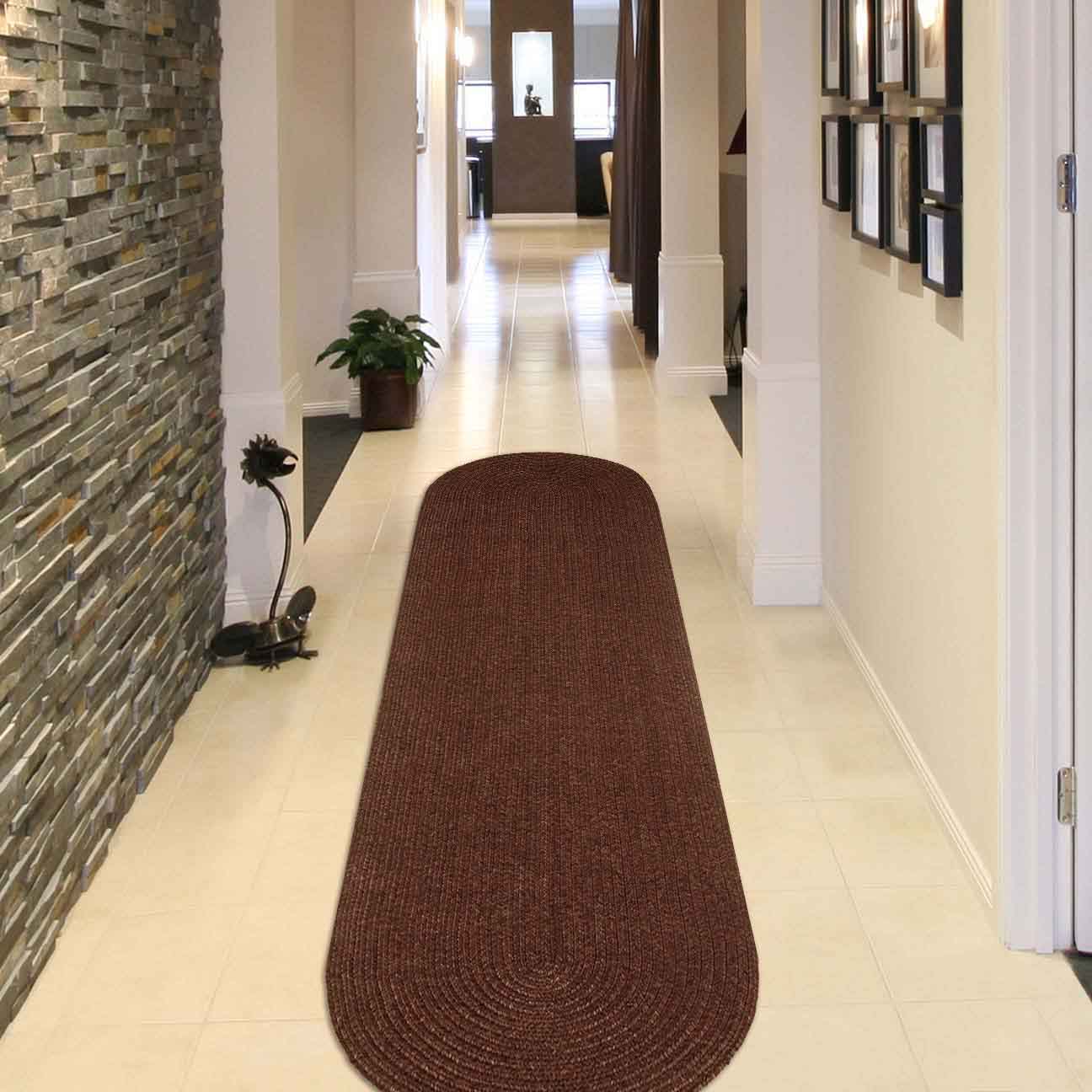 Classic Braided Weave Oval Area Rug Indoor Outdoor Rugs - Cocoa