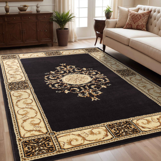 Oversized Medallion Modern Bohemian Indoor Area Rug or Runner Rug - Coffee