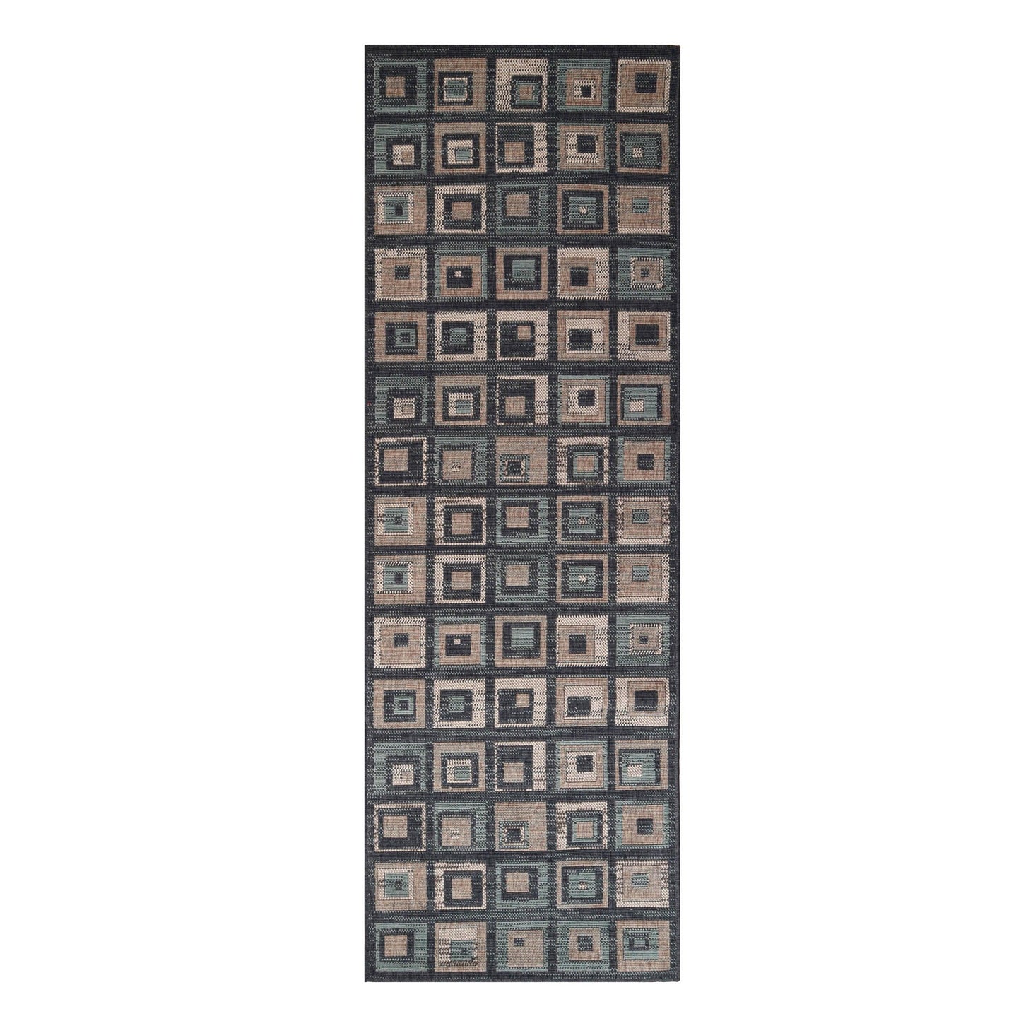 Superior Indoor Outdoor Jute Backed Colburn Geometric Weather Resistant Area Rug