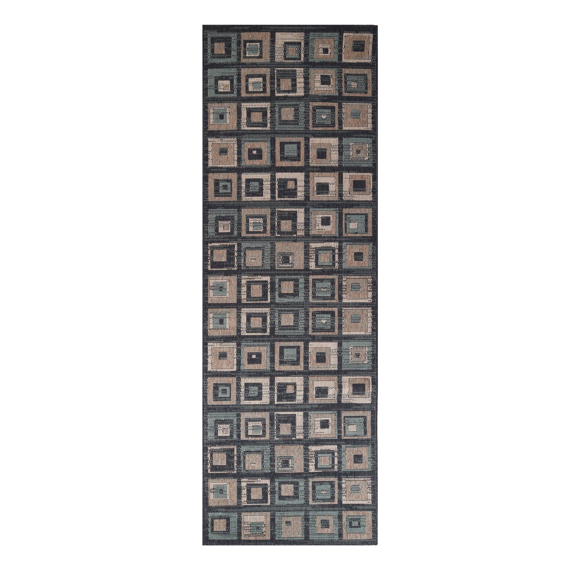 Superior Indoor Outdoor Jute Backed Colburn Geometric Weather Resistant Area Rug