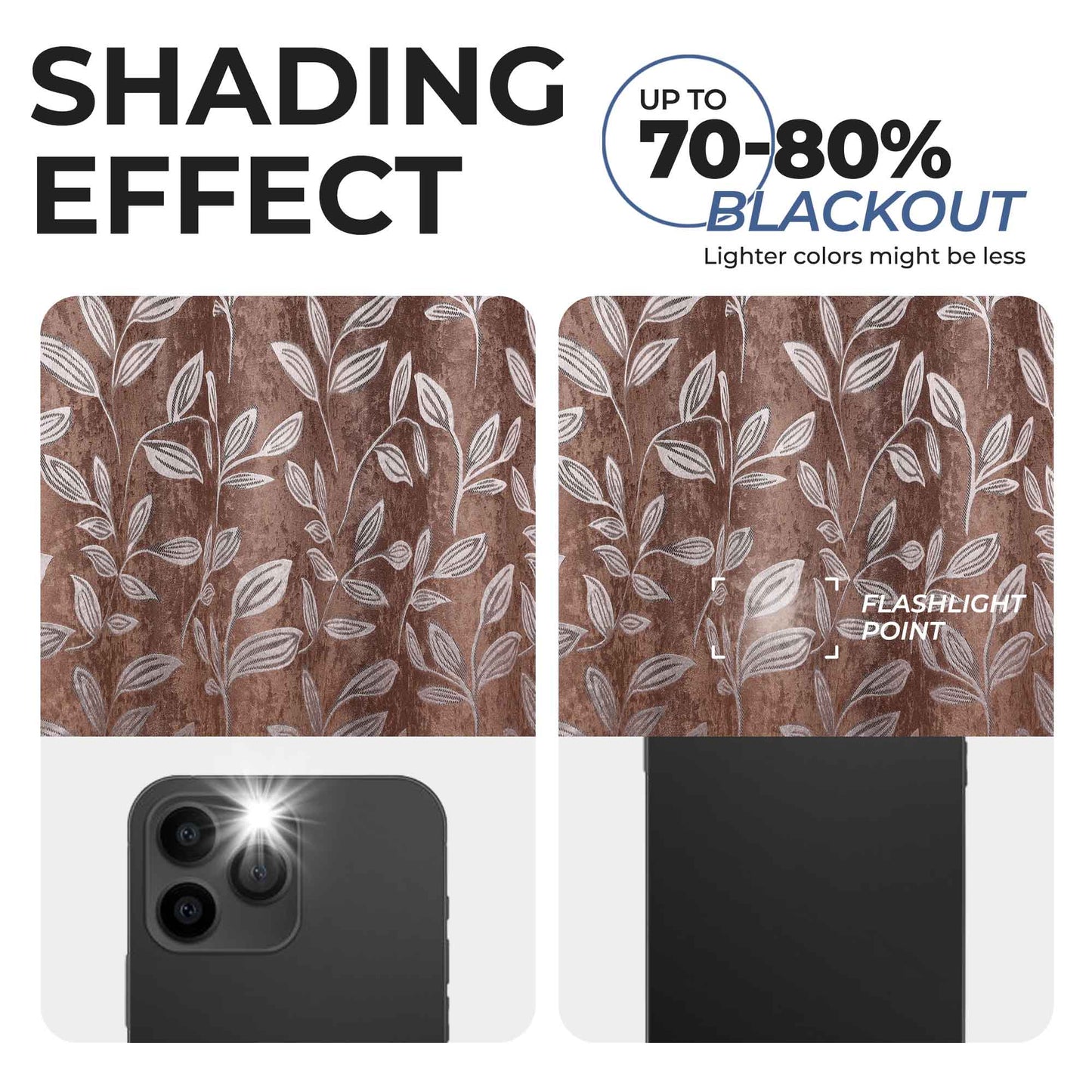 Leaves Room Darkening Washable Blackout Curtain Panels, Set of 2