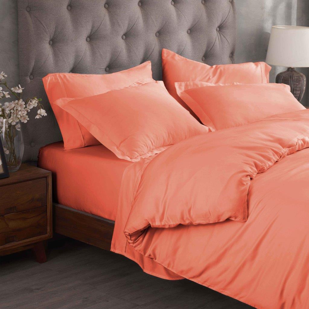 300 Thread Count Modal from Beechwood Solid Duvet Cover Set - Coral