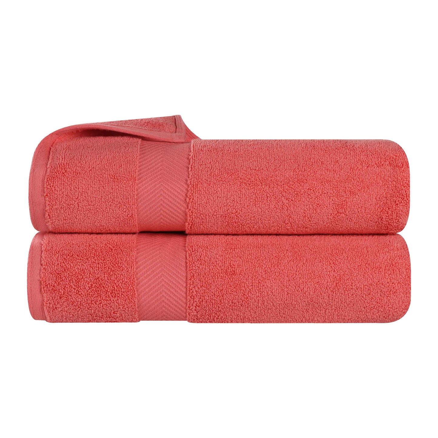 Zero Twist Smart Dry Combed Cotton 2 Piece Bath Towel Set - Coral