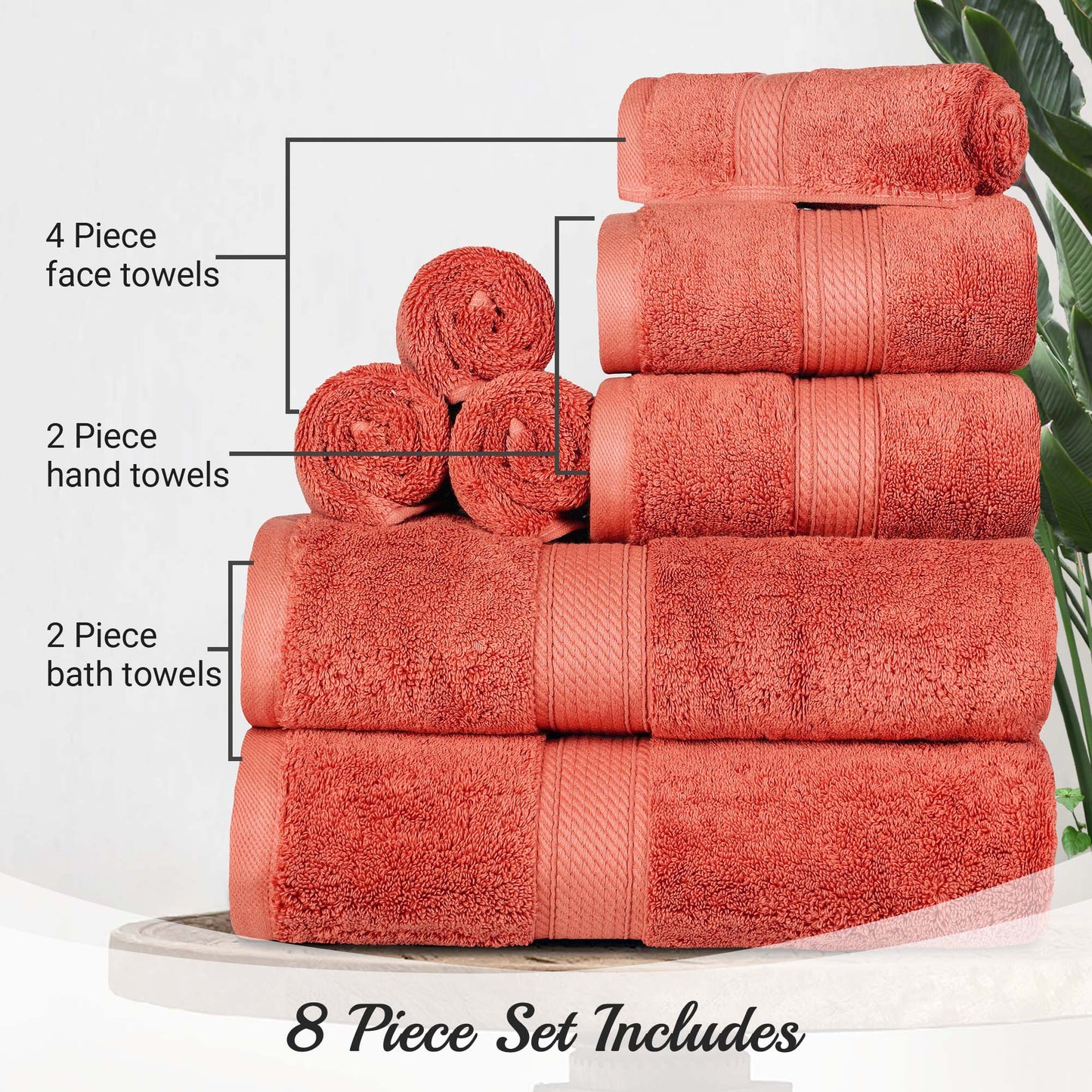 Madison Egyptian Cotton Pile Plush Heavyweight 8 Piece Towel Set
