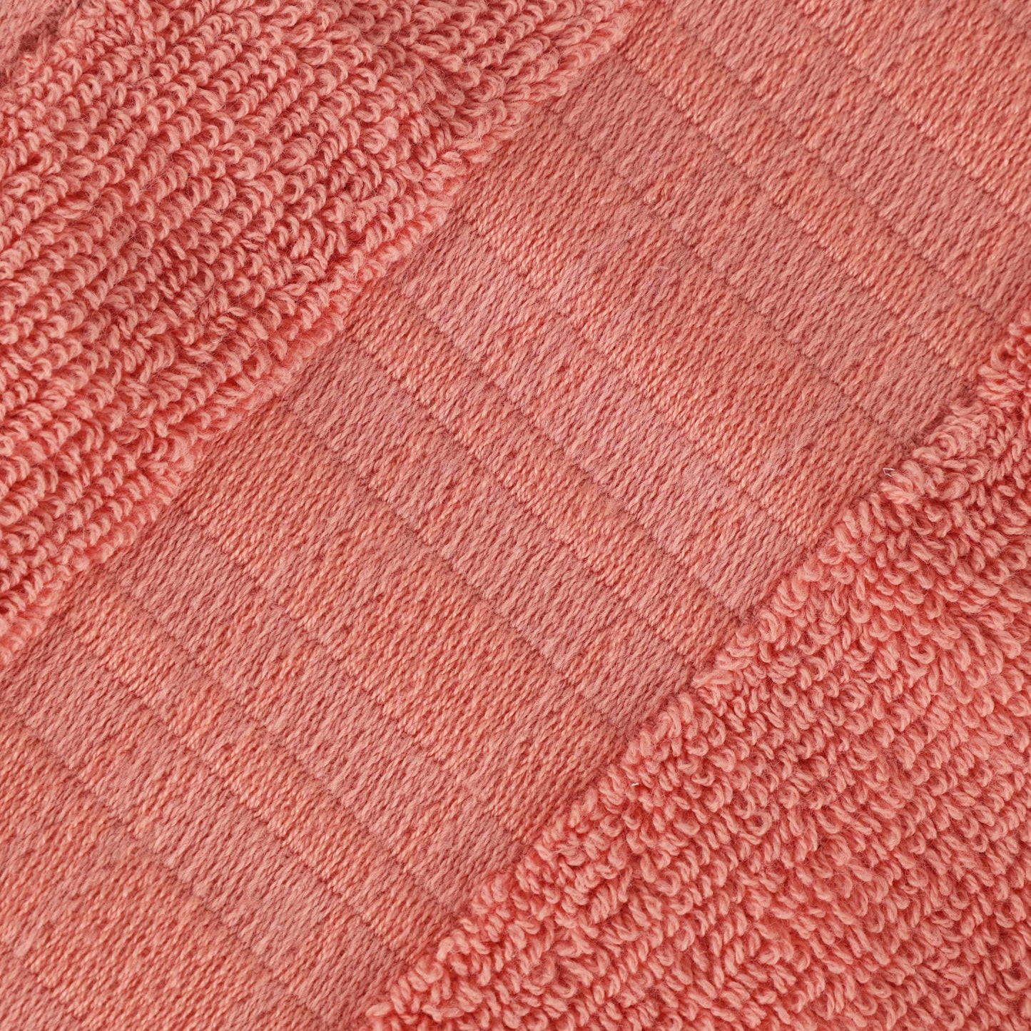 Larissa Cotton Geometric Border Bath Towel Set of 4 - Coral